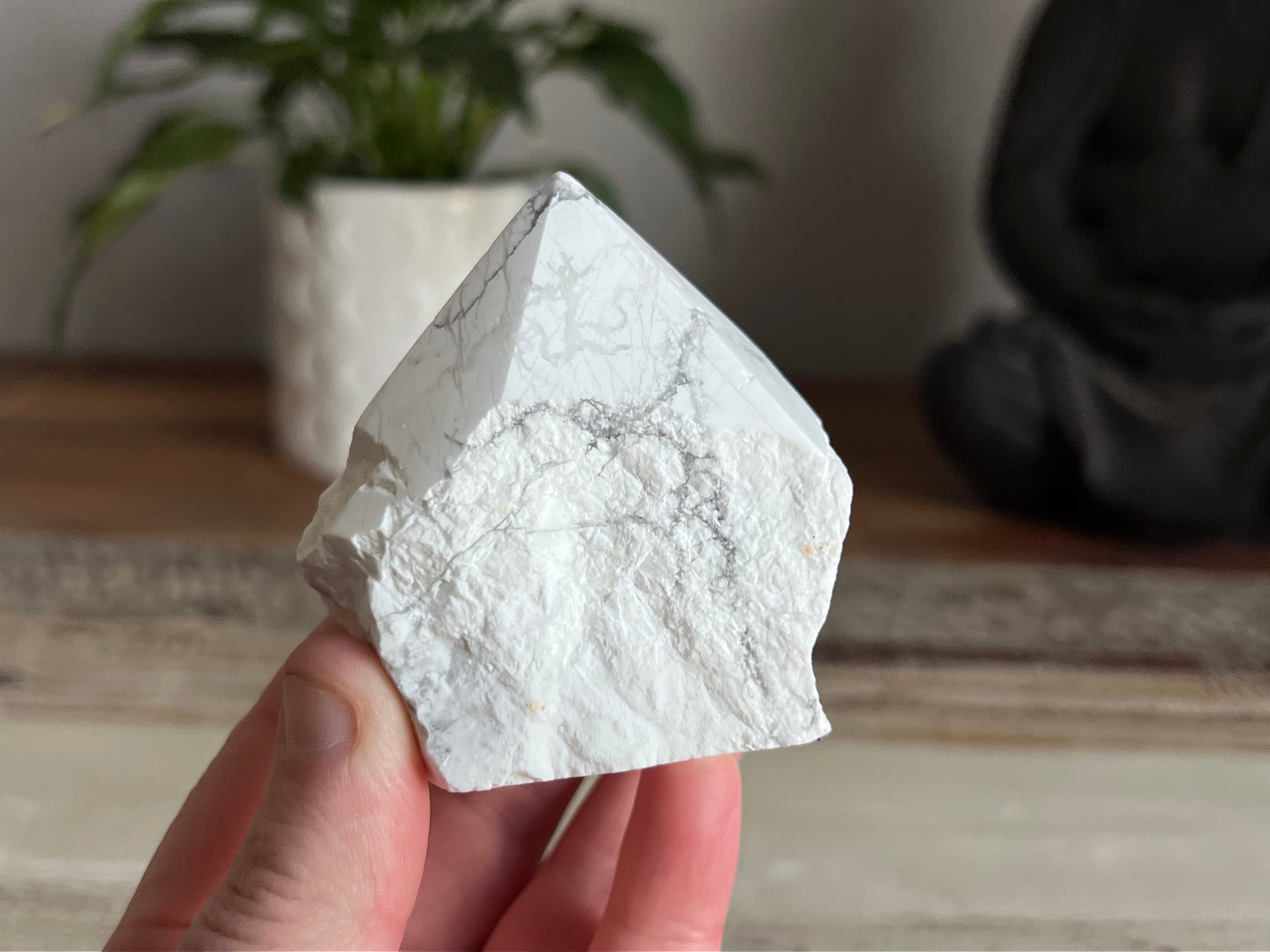 White Howlite Rough/ Polished Point