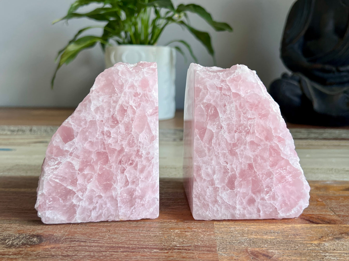 Rose Quartz Bookend Pair