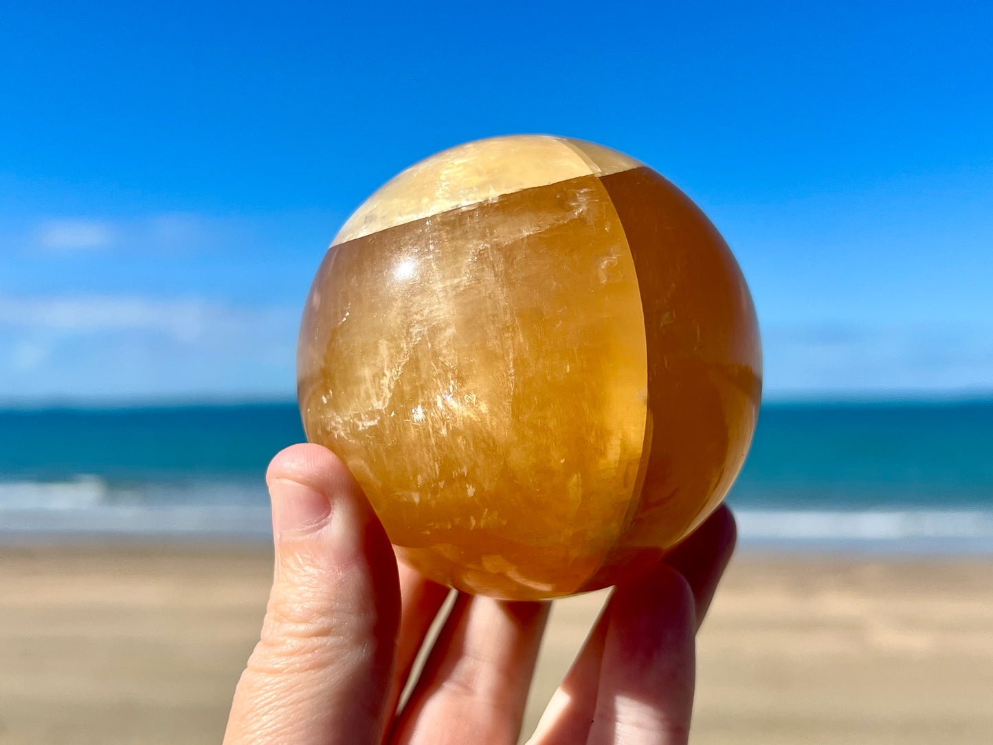 Honey Calcite Sphere