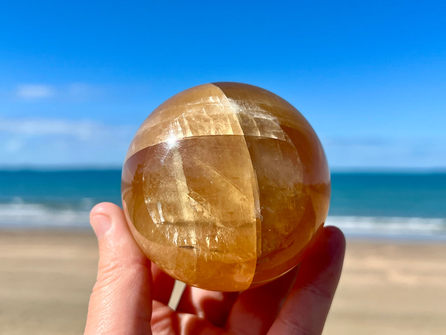 Honey Calcite Sphere