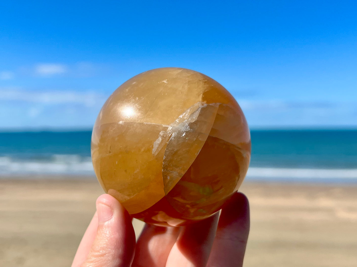 Honey Calcite Sphere