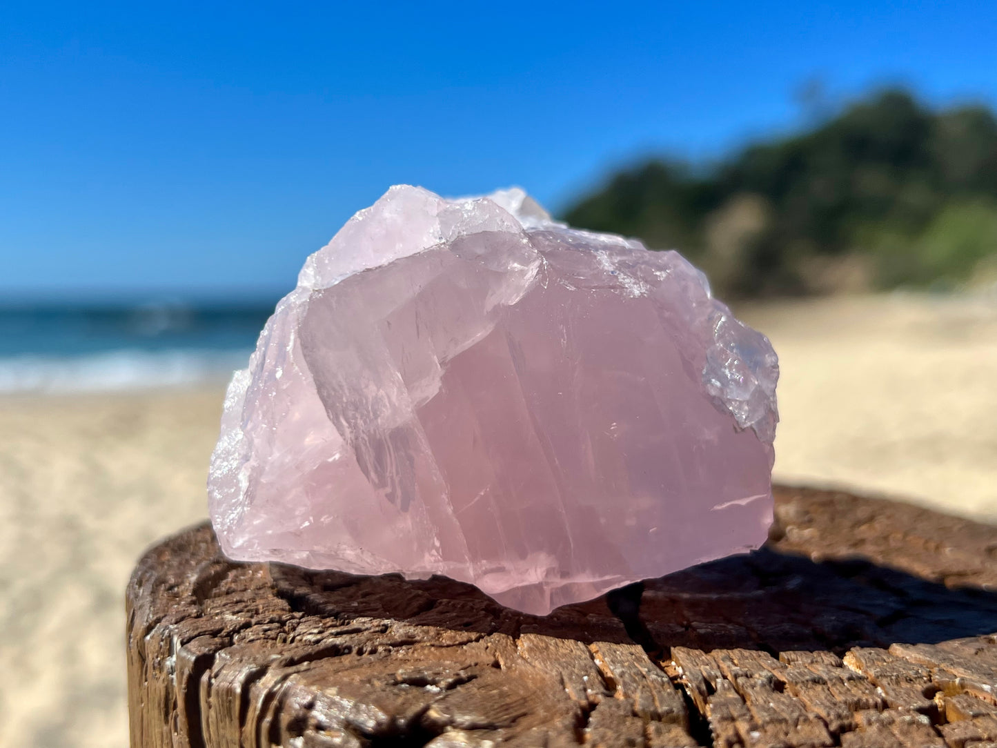Rose Quartz Rough With Polished Face
