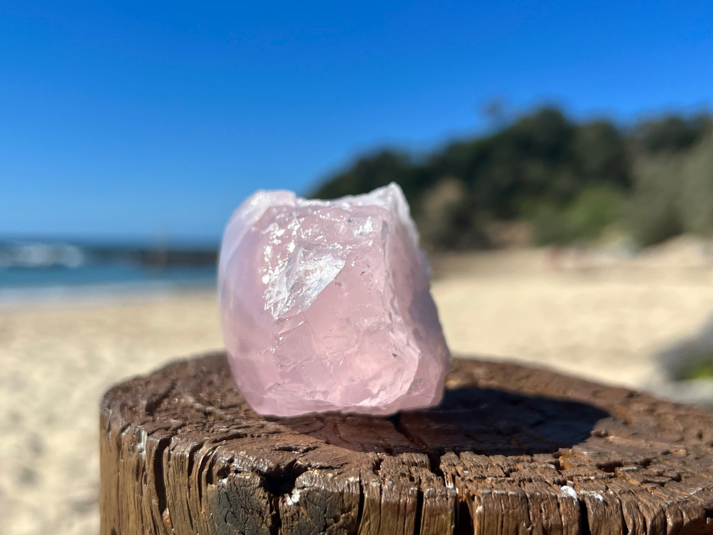 Rose Quartz Rough With Polished Face