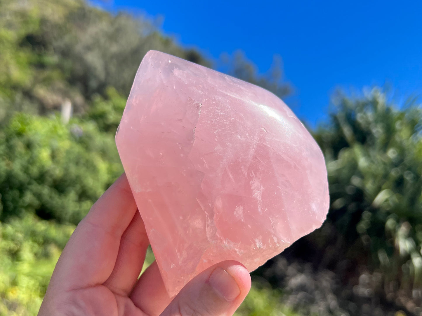 Rose Quartz Rough With Polished Face