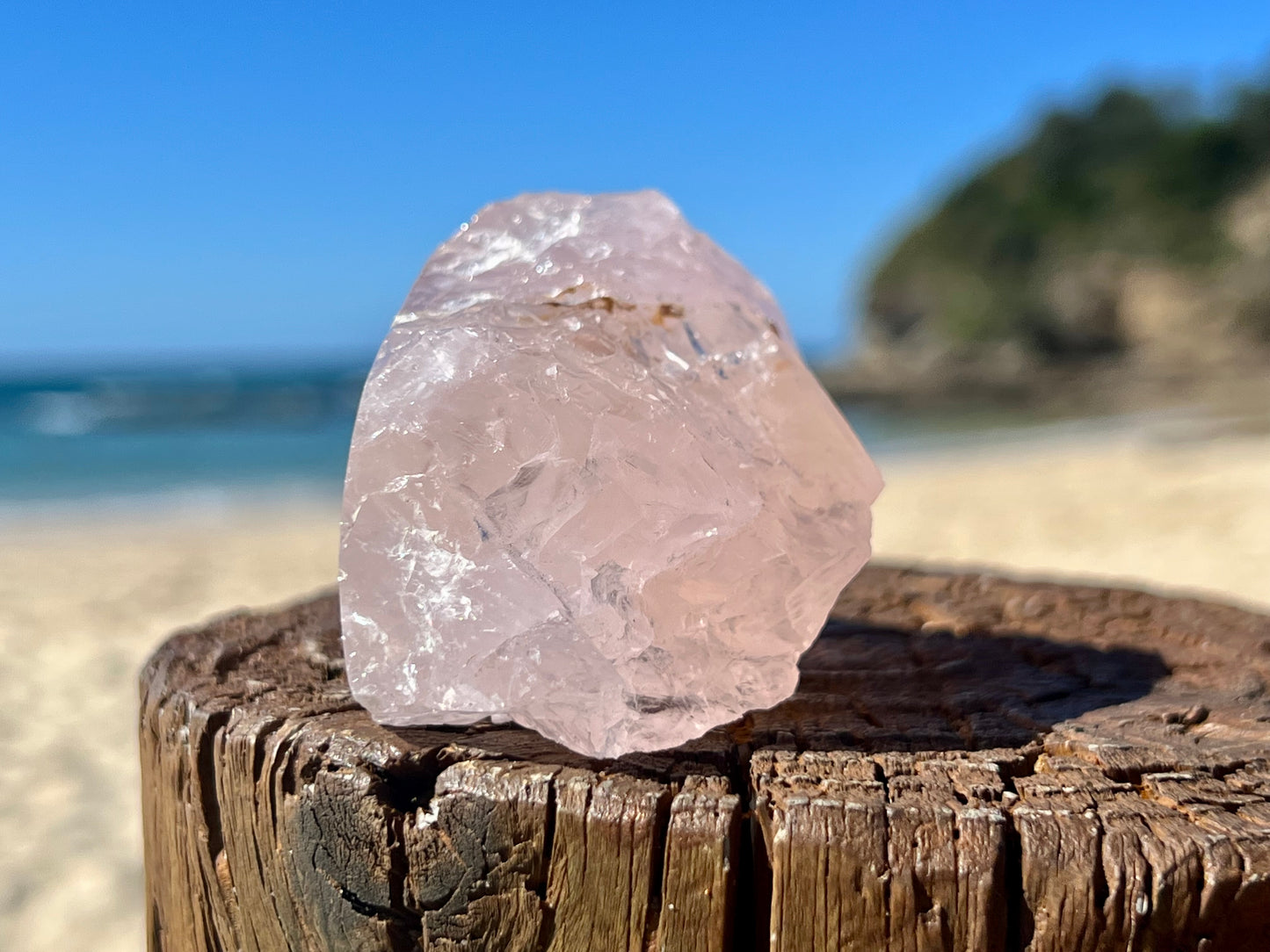 Rose Quartz Rough With Polished Face