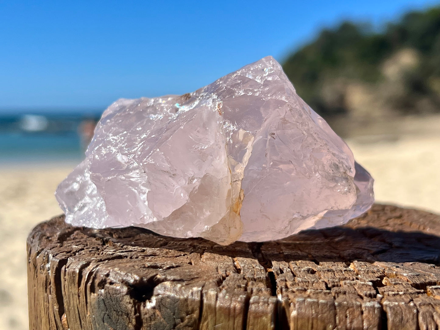 Rose Quartz Rough With Polished Face