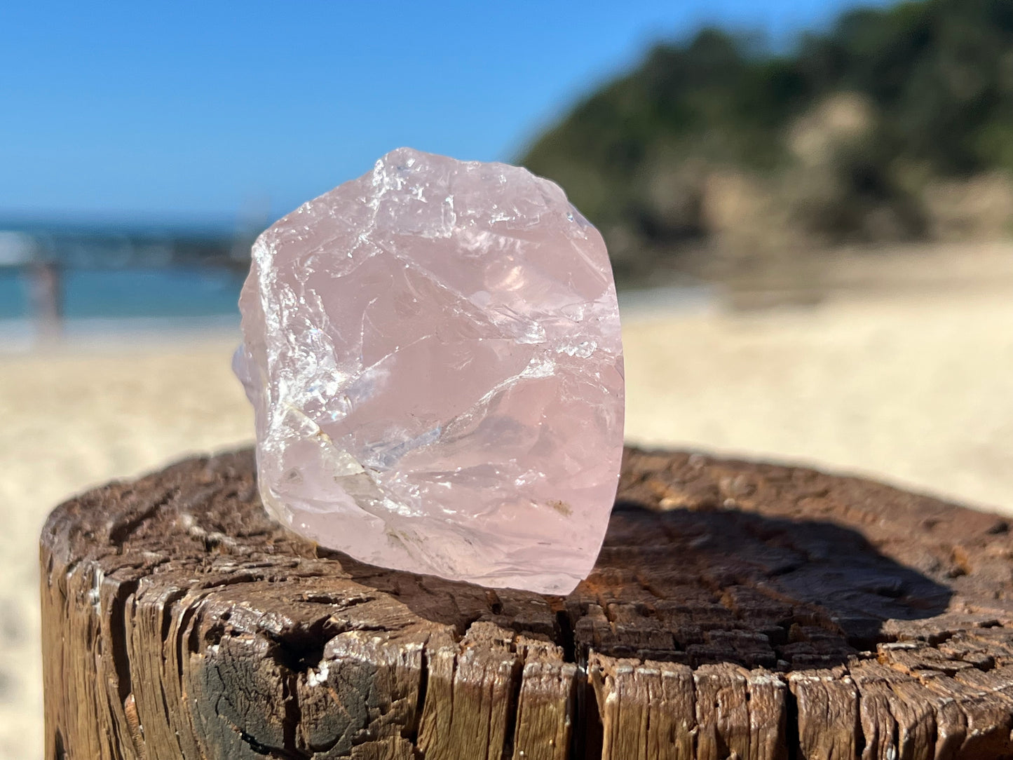 Rose Quartz Rough With Polished Face
