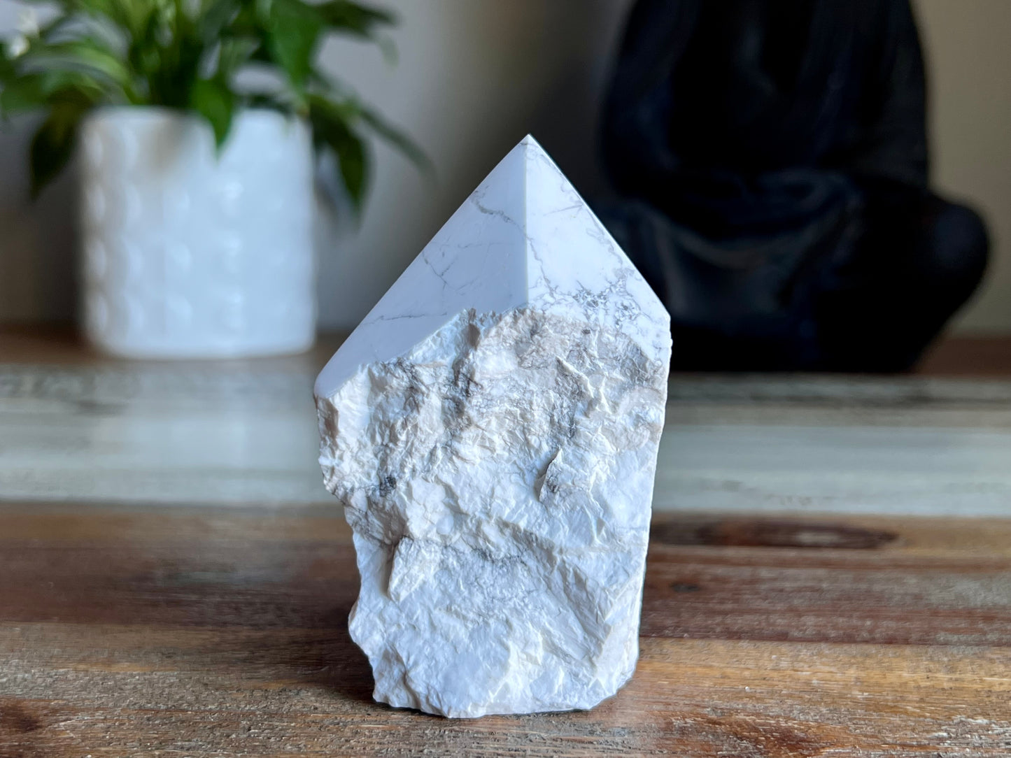 White Howlite Rough/ Polished Point
