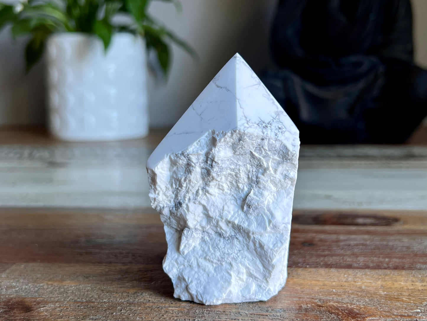 White Howlite Rough/ Polished Point