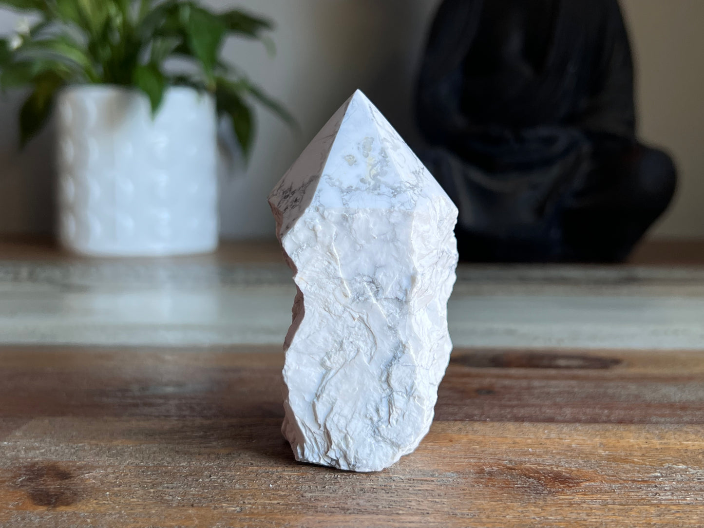 White Howlite Rough/ Polished Point