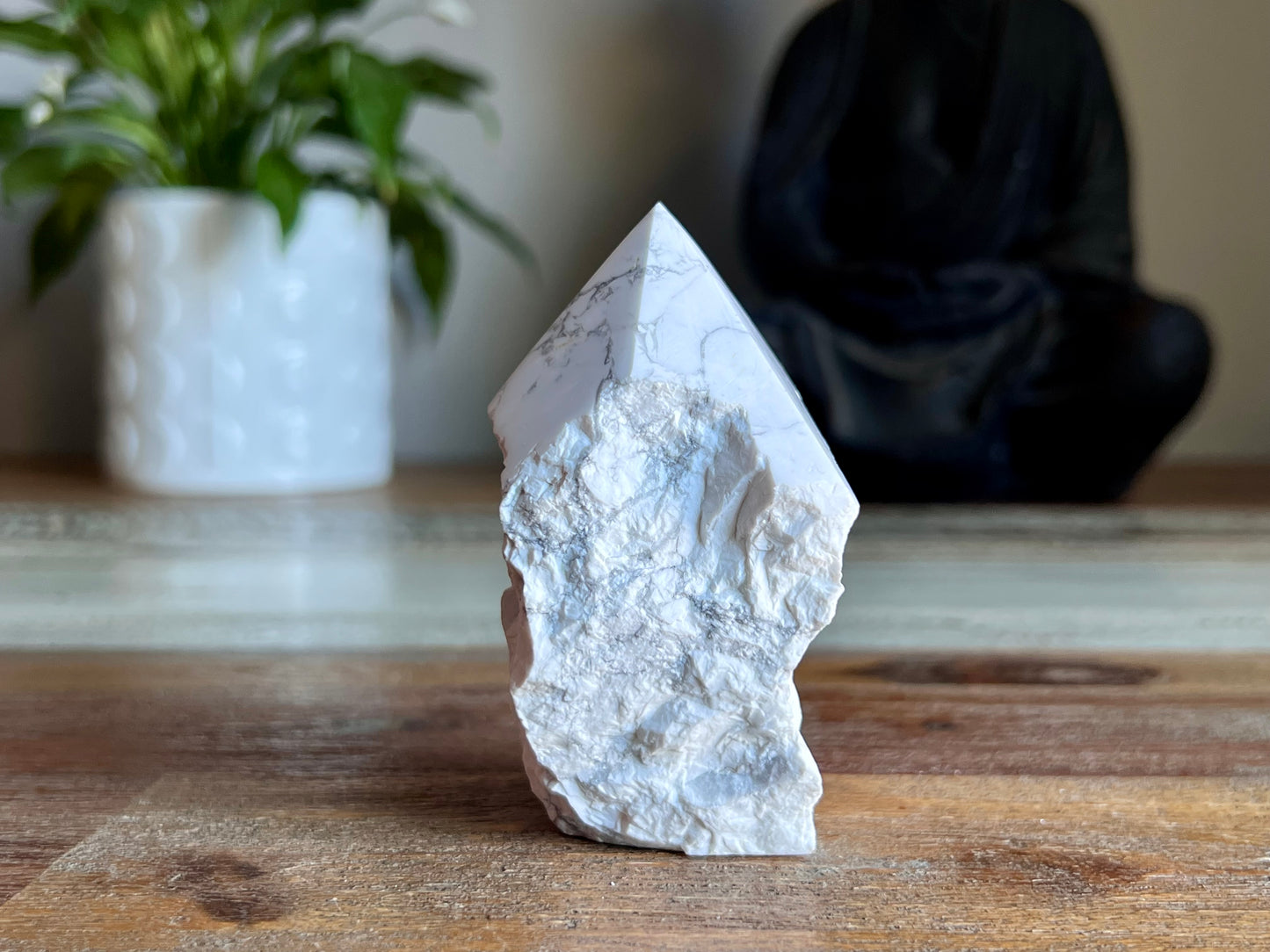 White Howlite Rough/ Polished Point