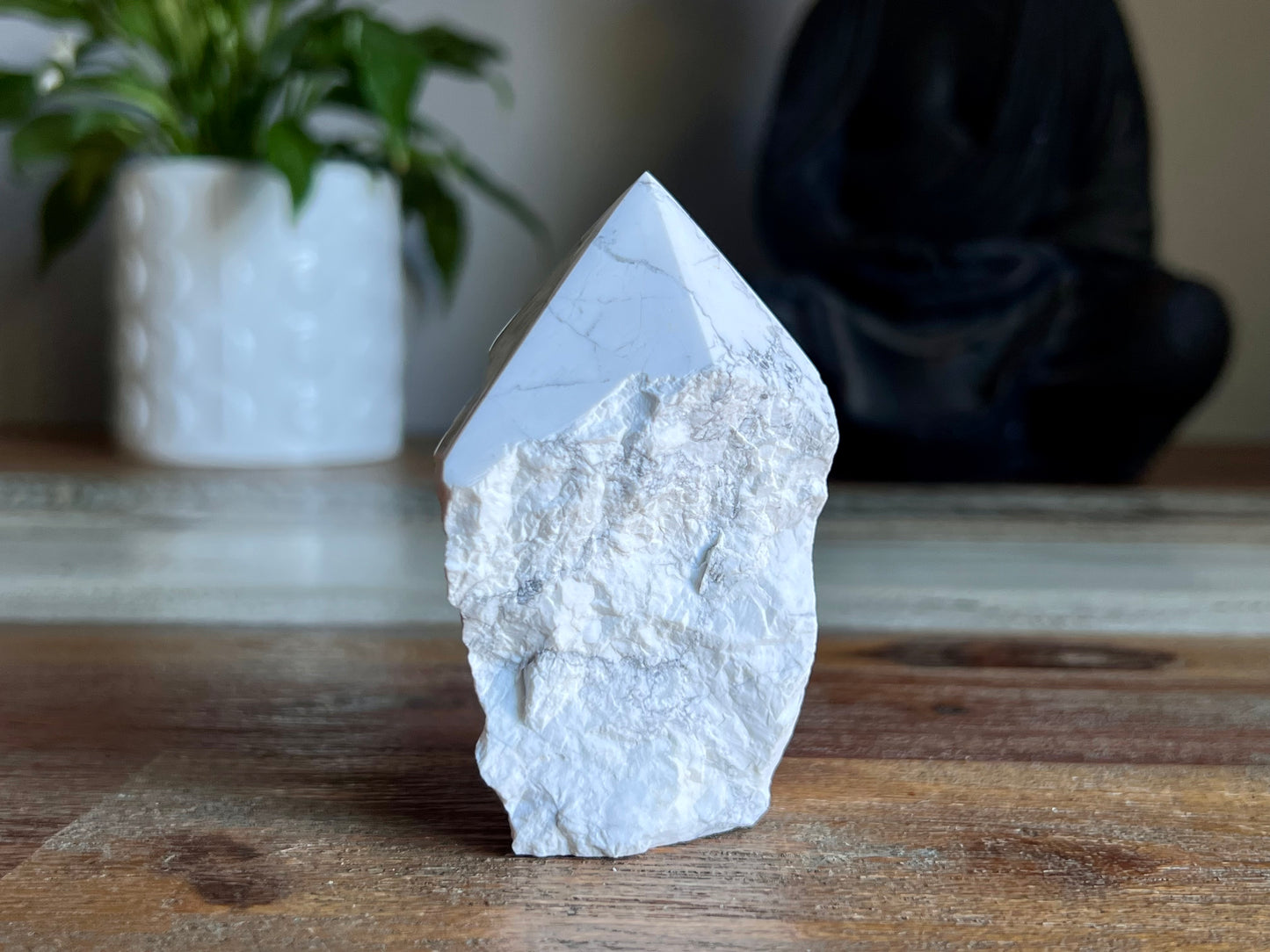 White Howlite Rough/ Polished Point