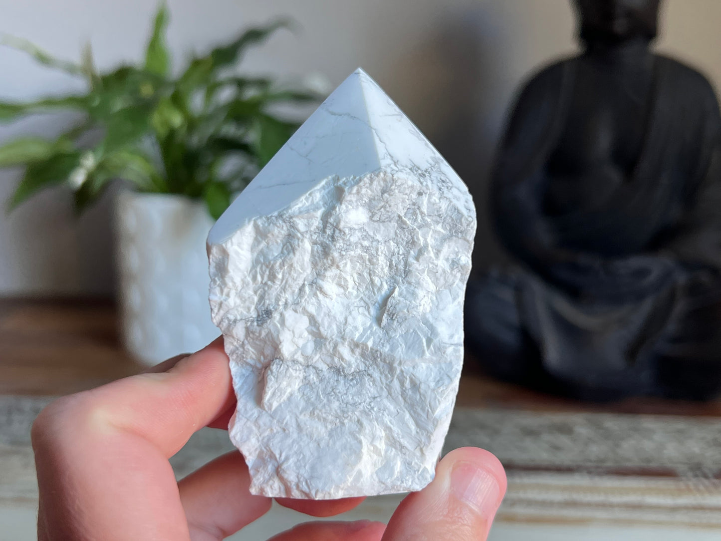 White Howlite Rough/ Polished Point