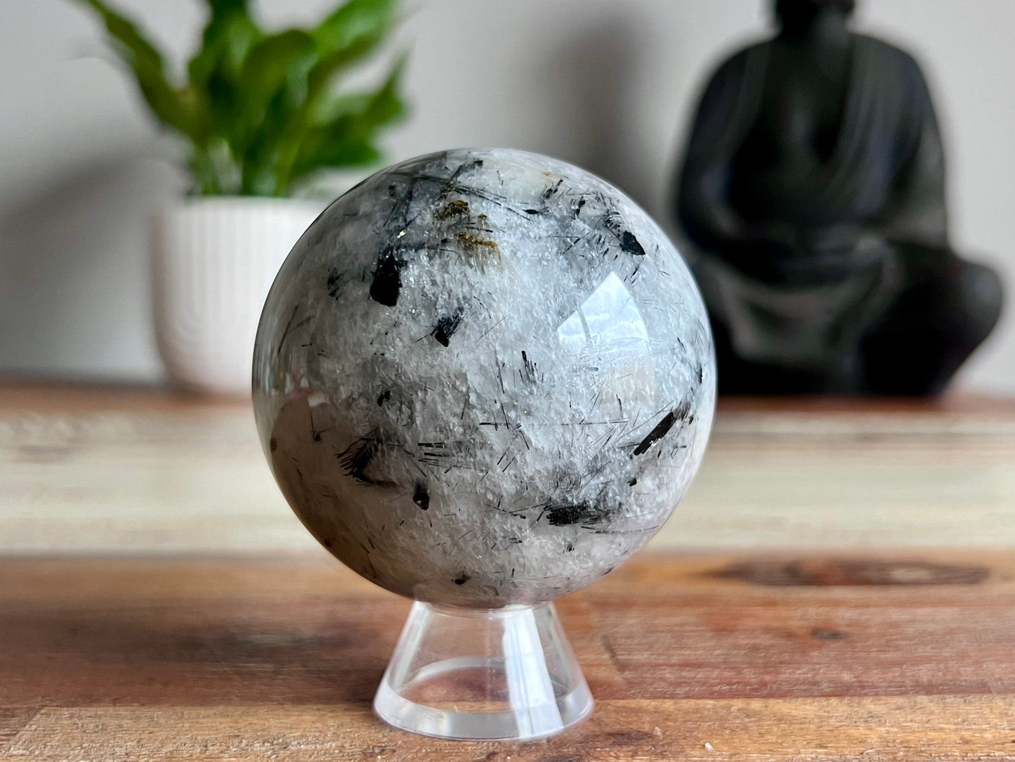 Tourmaline In Quartz Sphere
