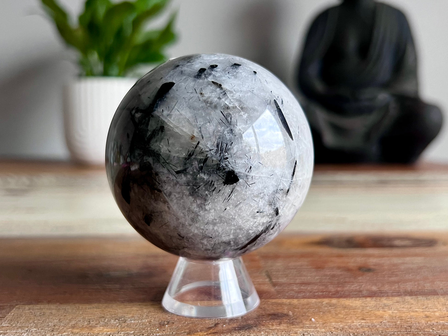 Tourmaline In Quartz Sphere