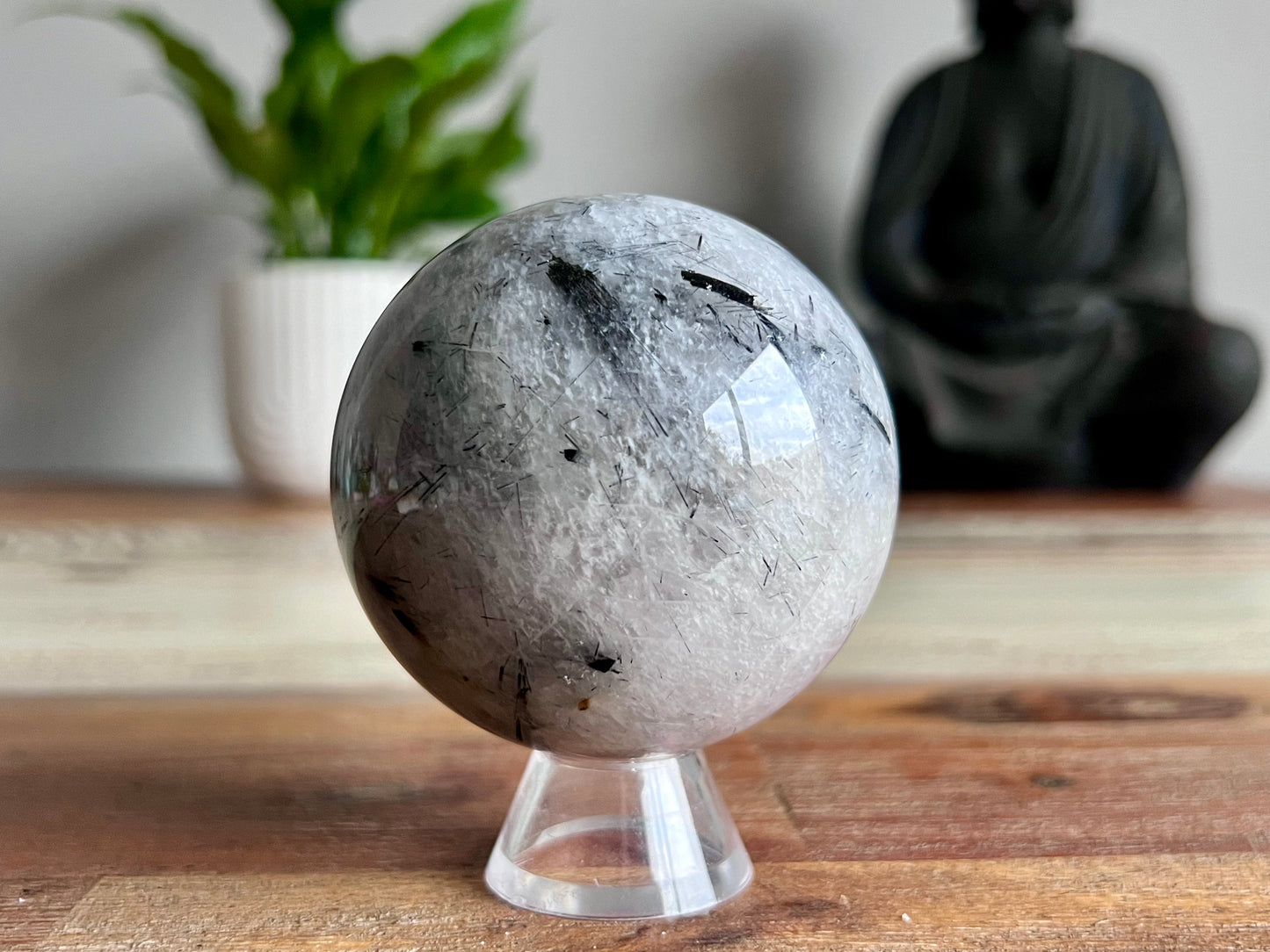Tourmaline In Quartz Sphere