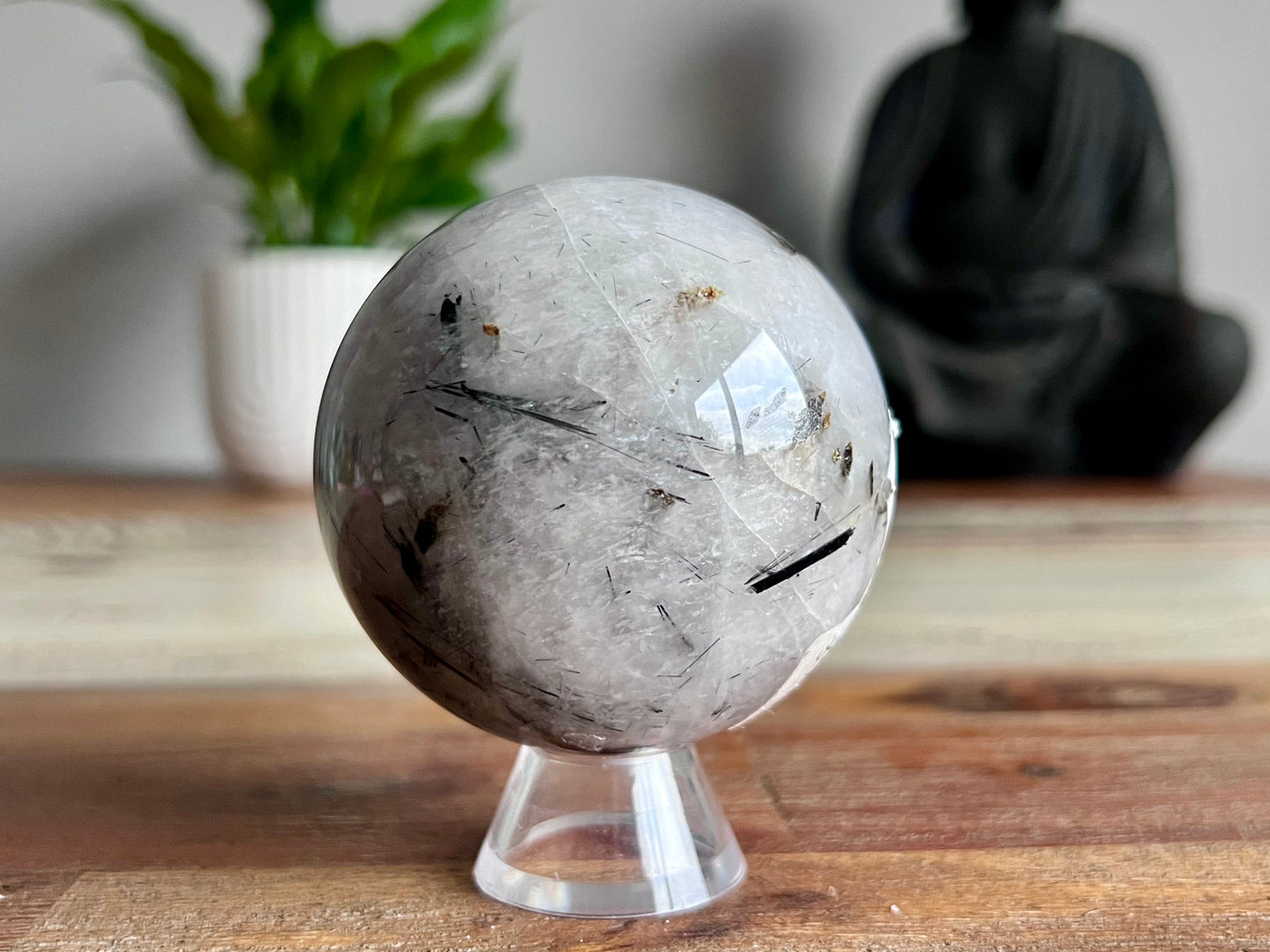 Tourmaline In Quartz Sphere