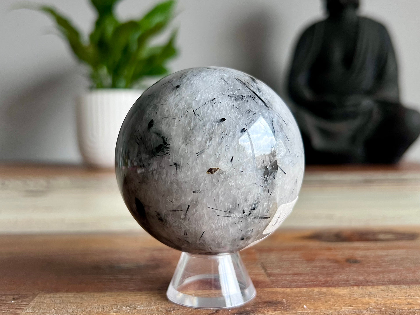 Tourmaline In Quartz Sphere
