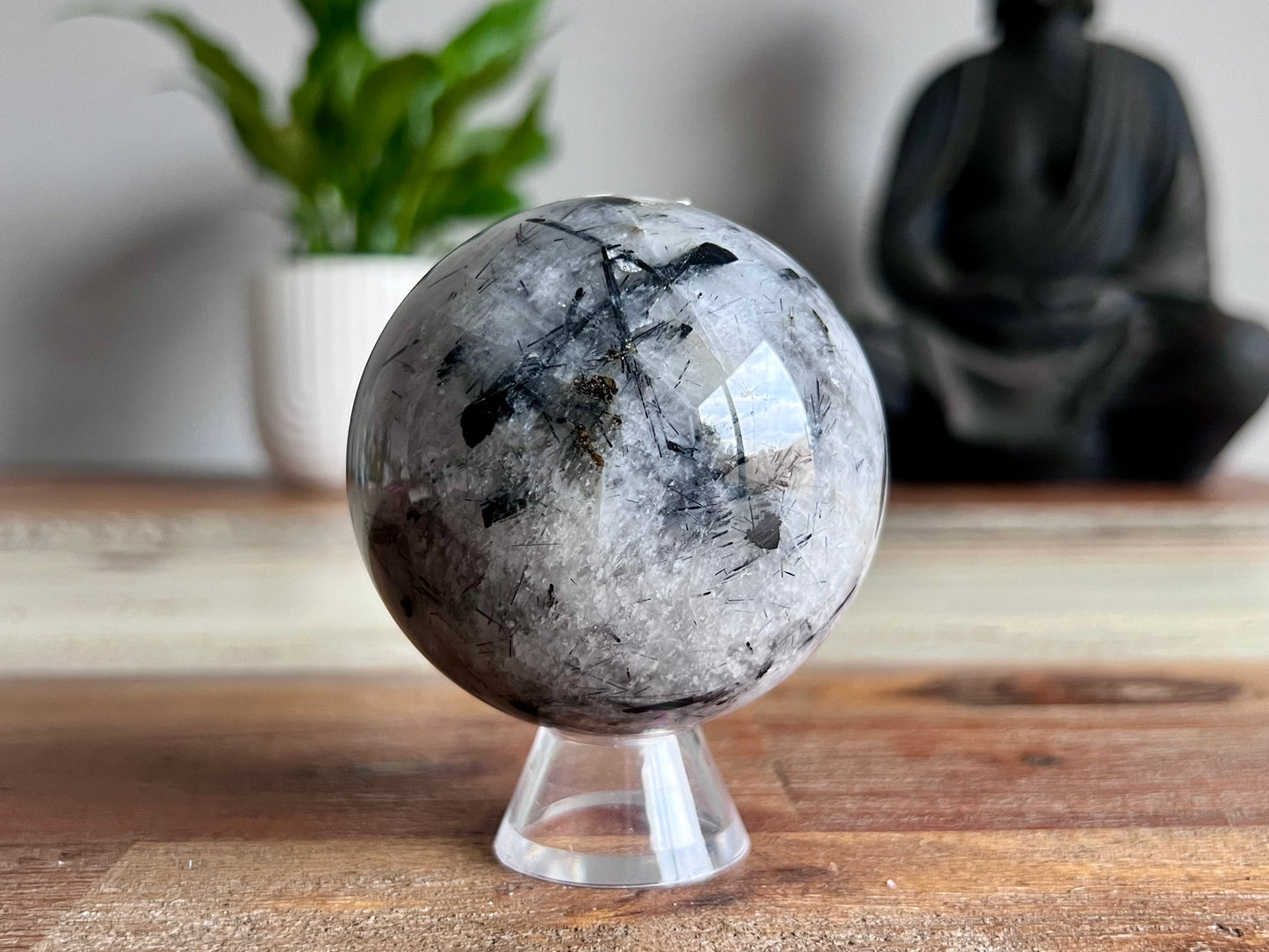 Tourmaline In Quartz Sphere