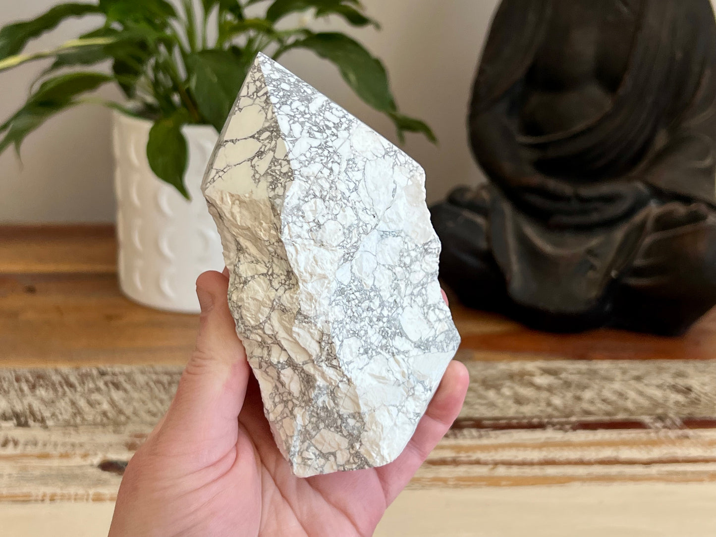 White Howlite Rough/ Polished Point