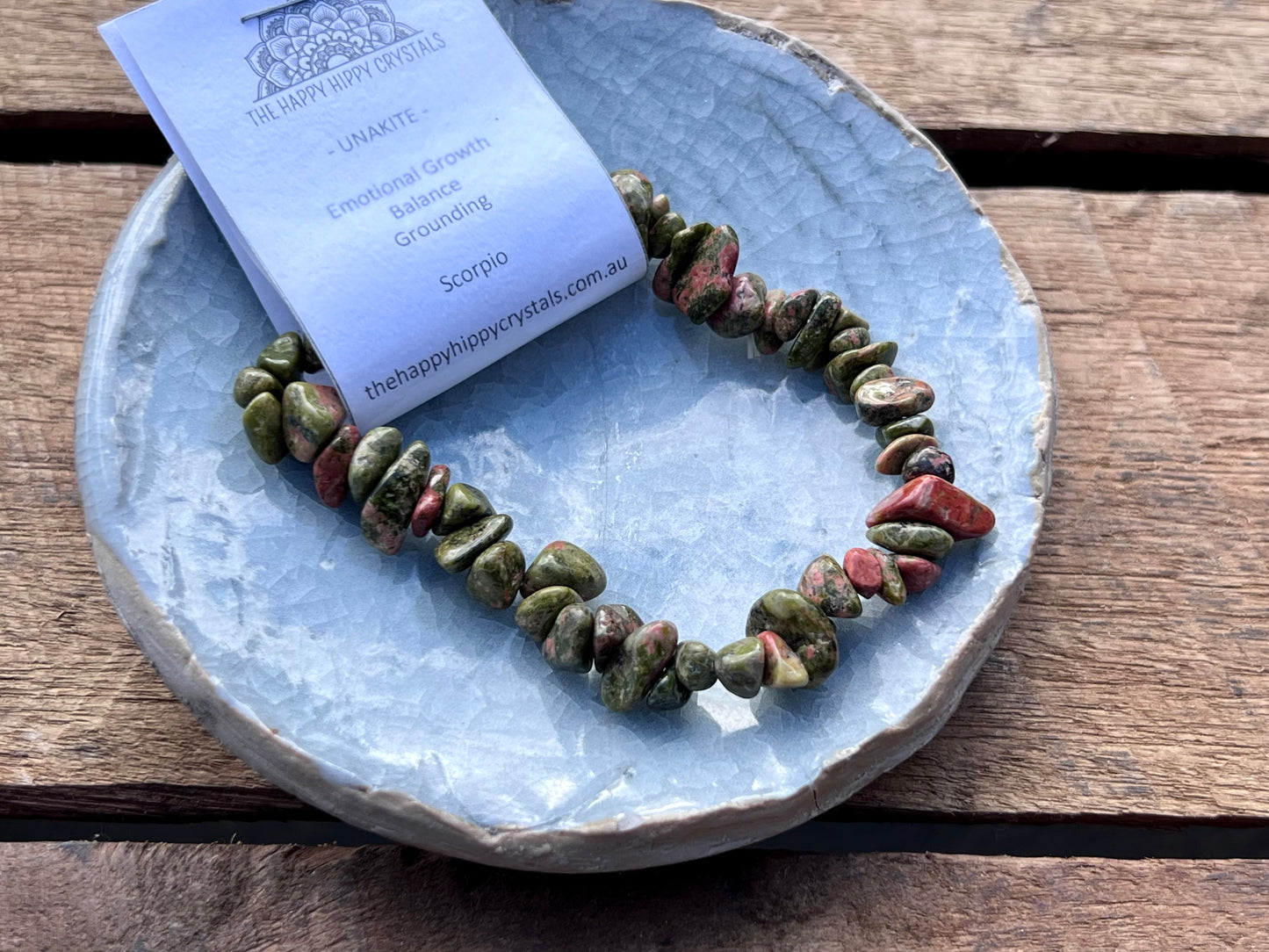 Unakite Chip Bracelet
