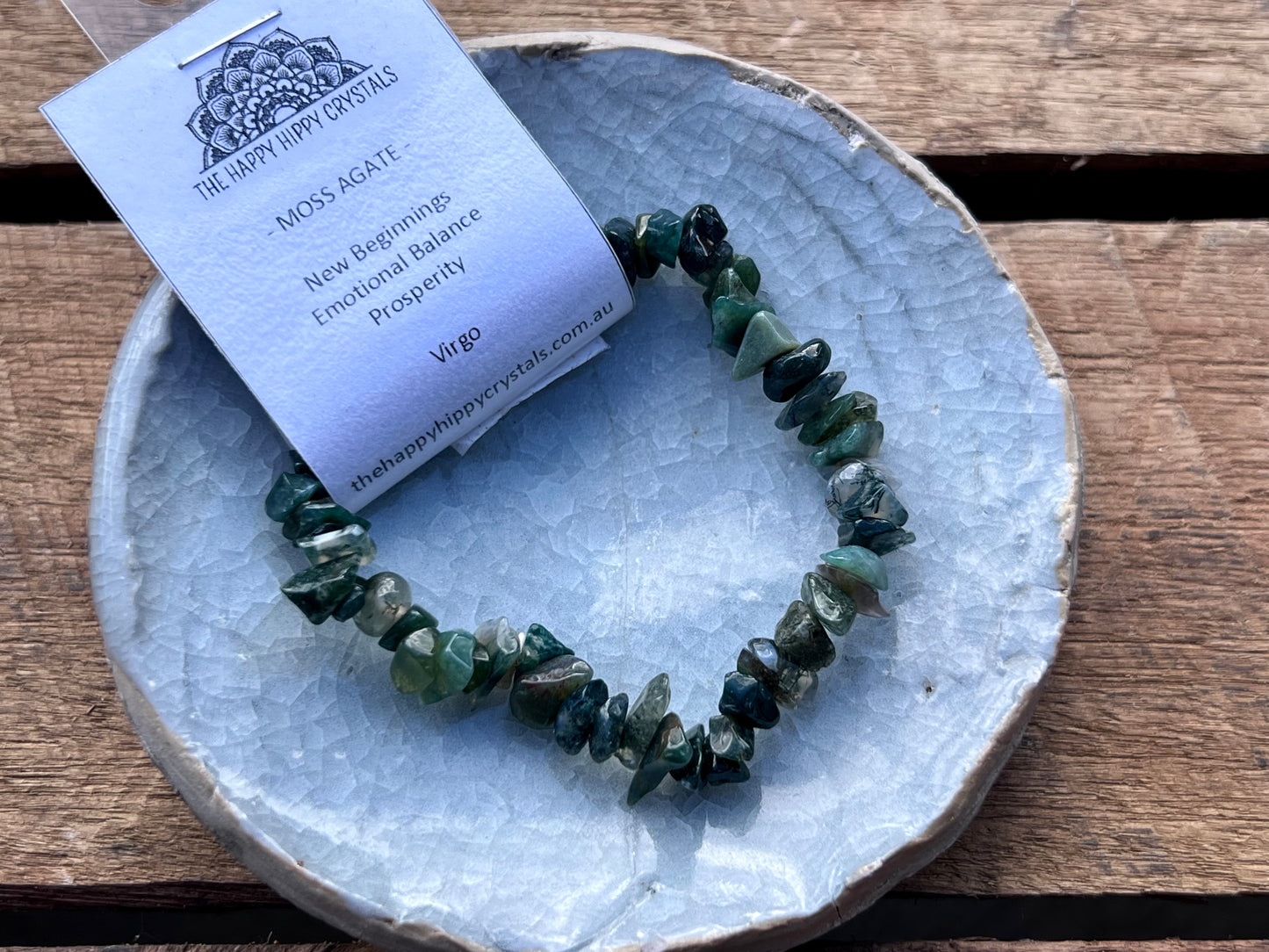 Moss Agate Chip Bracelet