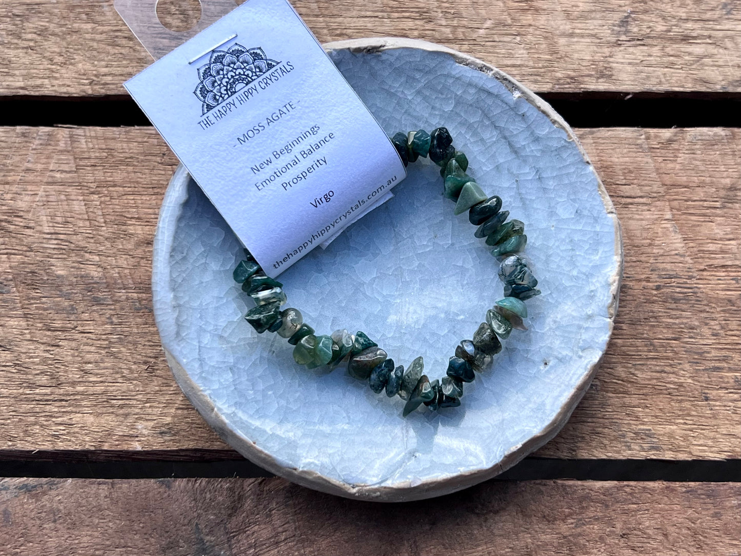 Moss Agate Chip Bracelet