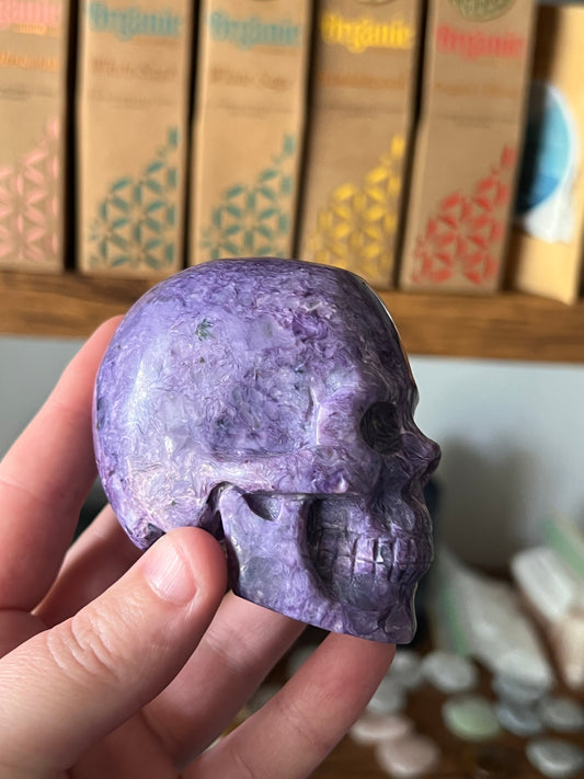 Charoite Carved Skull