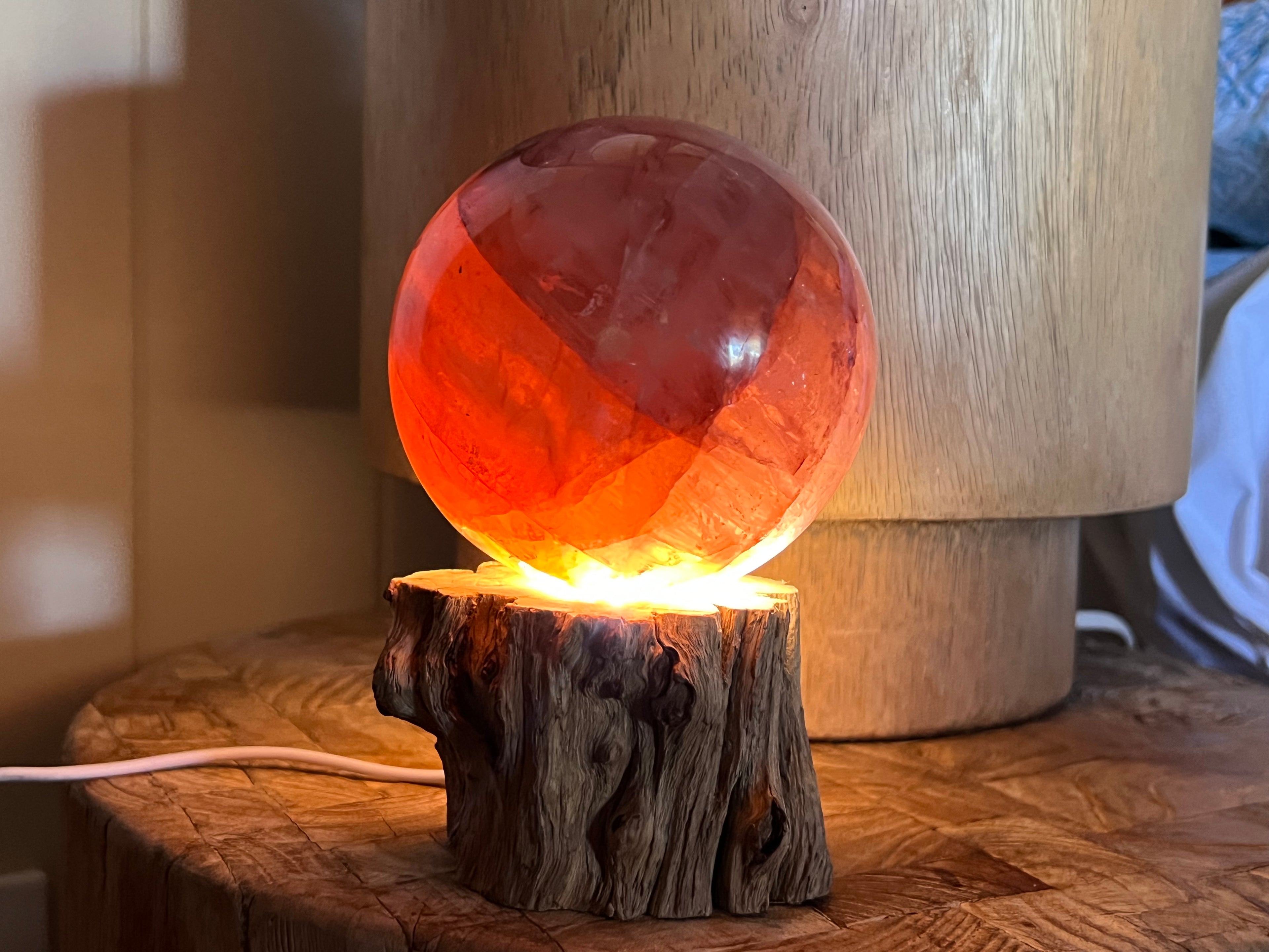 Wooden LED Sphere Stand. Light Base with Sphere 