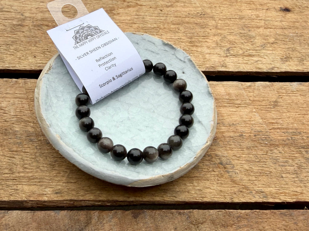 Silver Sheen Obsidian Tumbled Bracelet