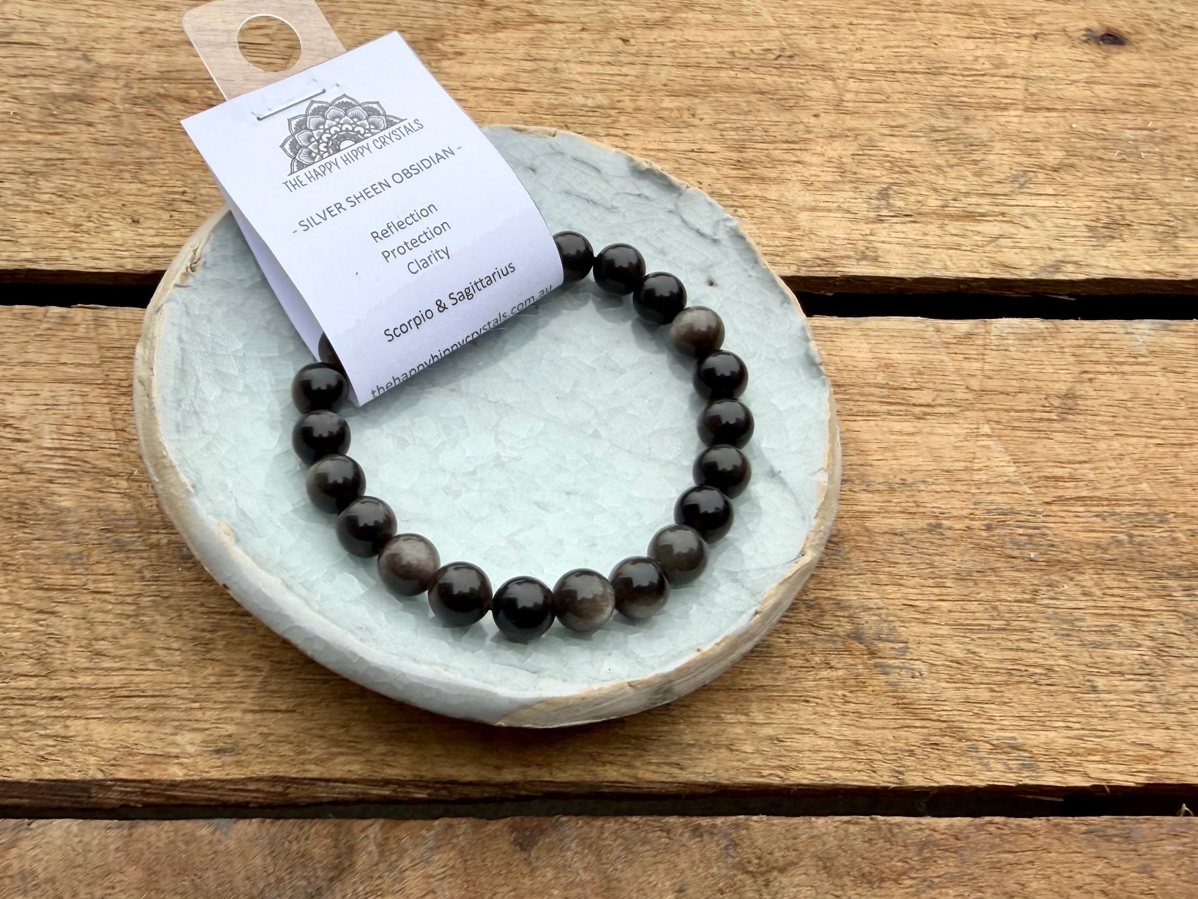 Silver Sheen Obsidian Tumbled Bracelet