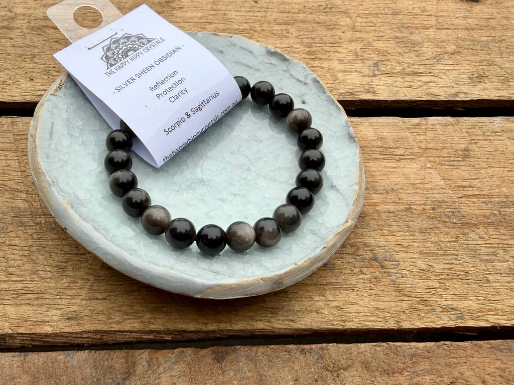 Silver Sheen Obsidian Tumbled Bracelet