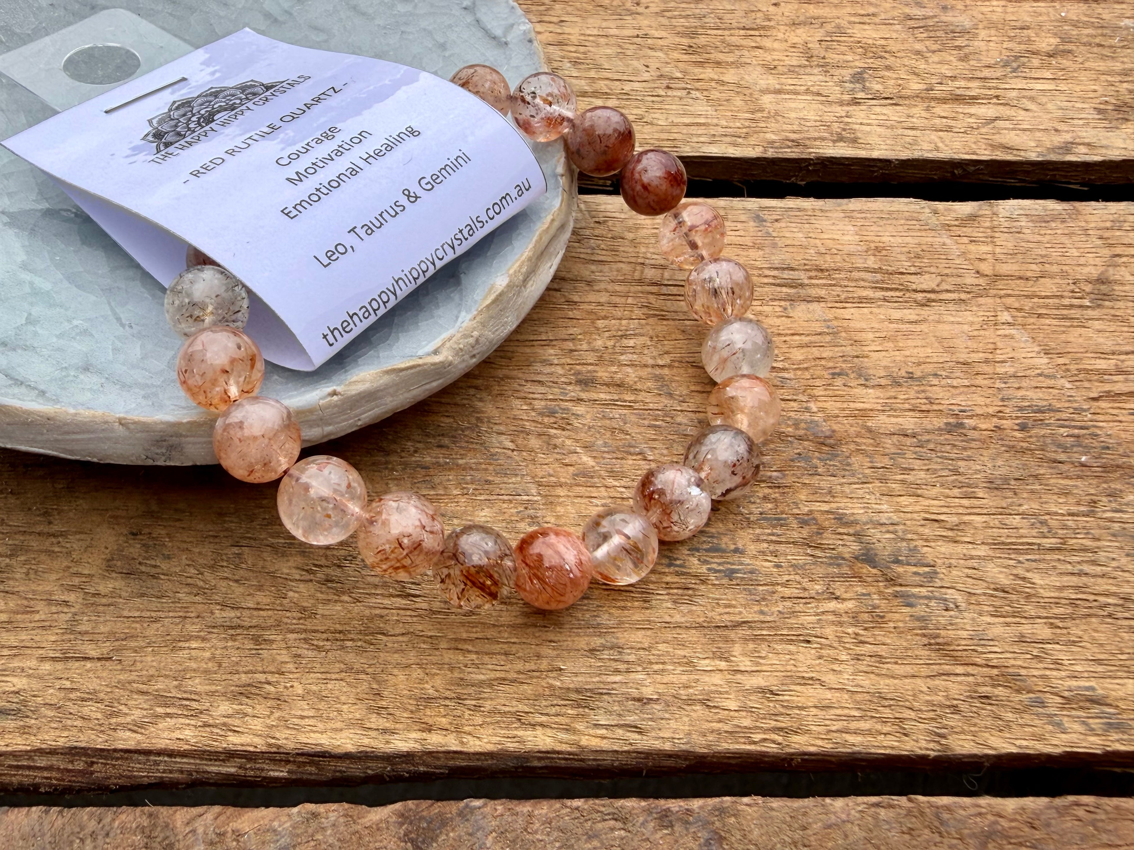 Red Rutile Quartz Tumbled Bracelet