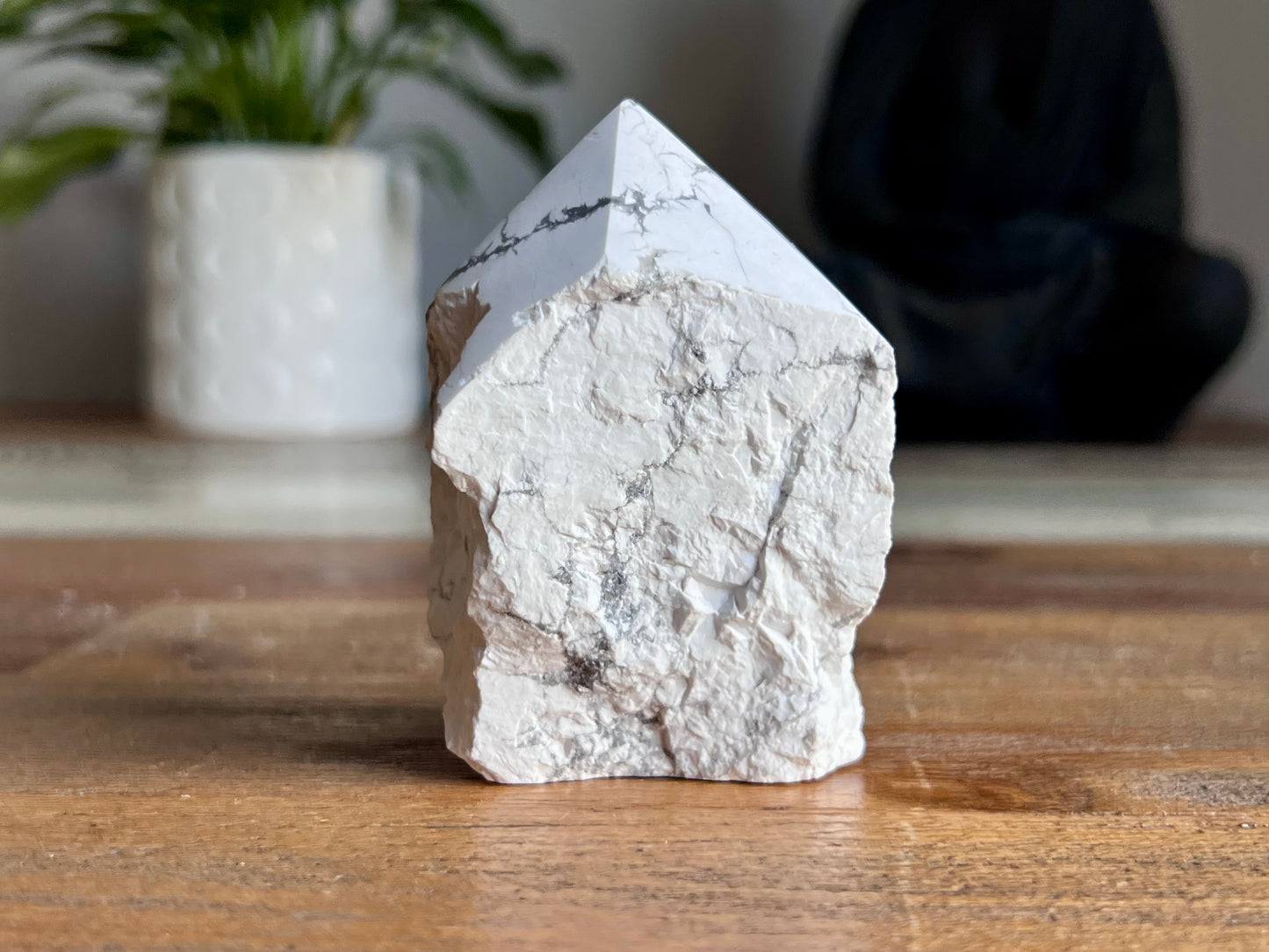 White Howlite Rough/ Polished Point