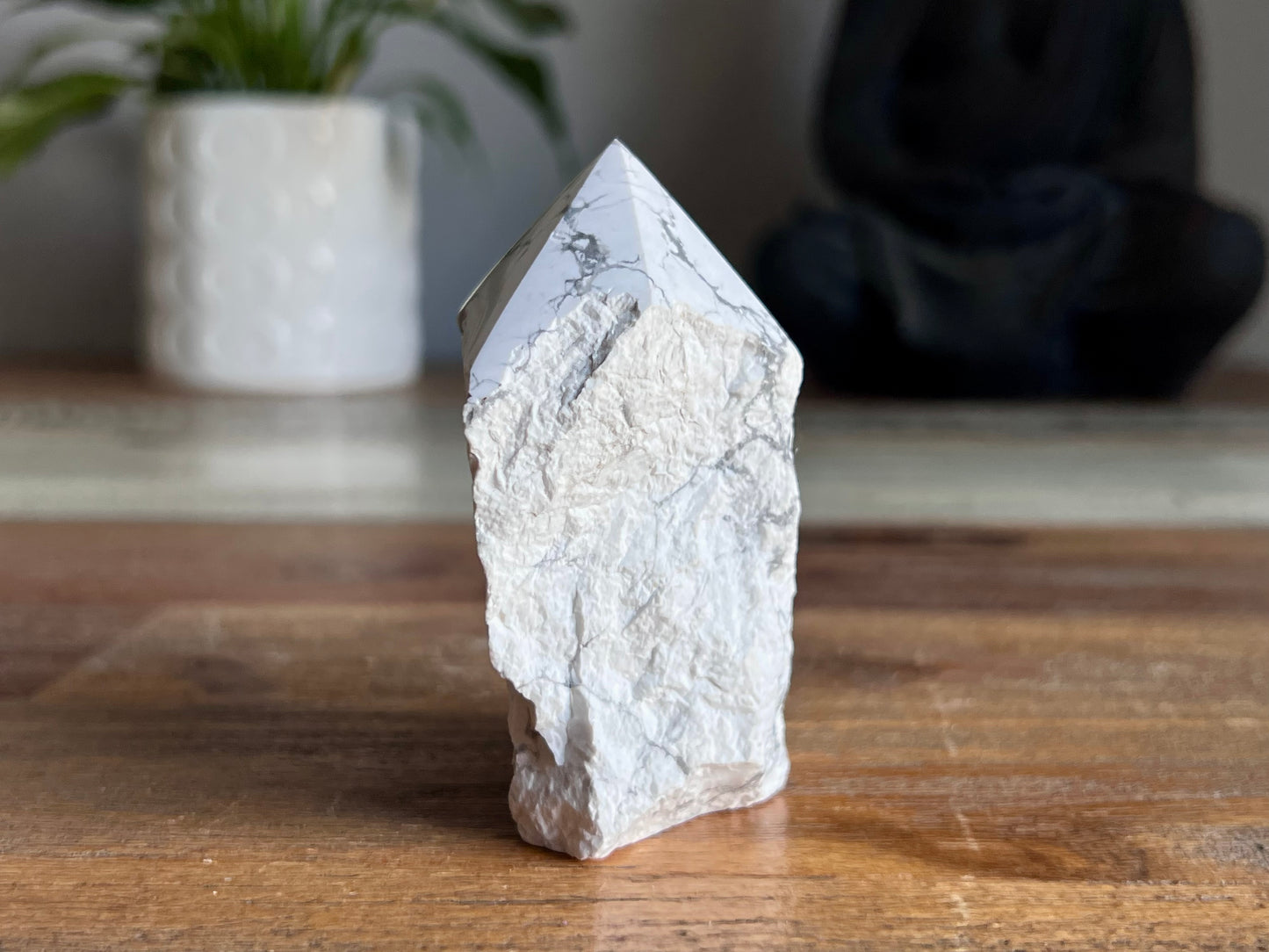 White Howlite Rough/ Polished Point
