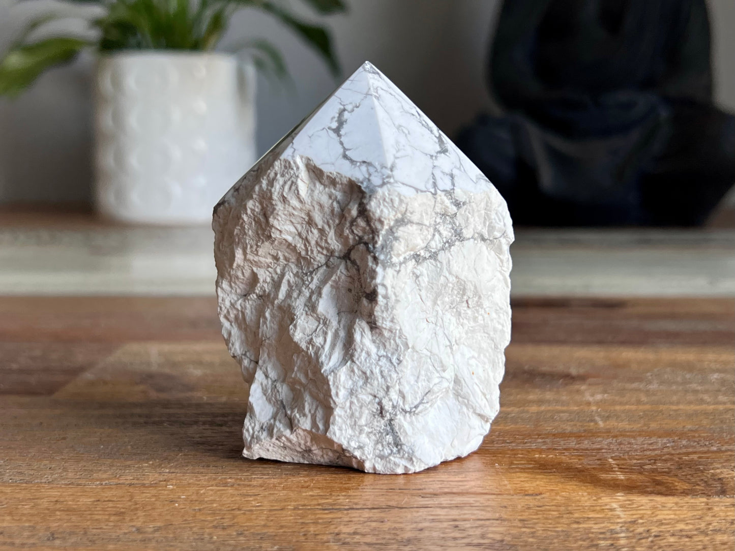 White Howlite Rough/ Polished Point