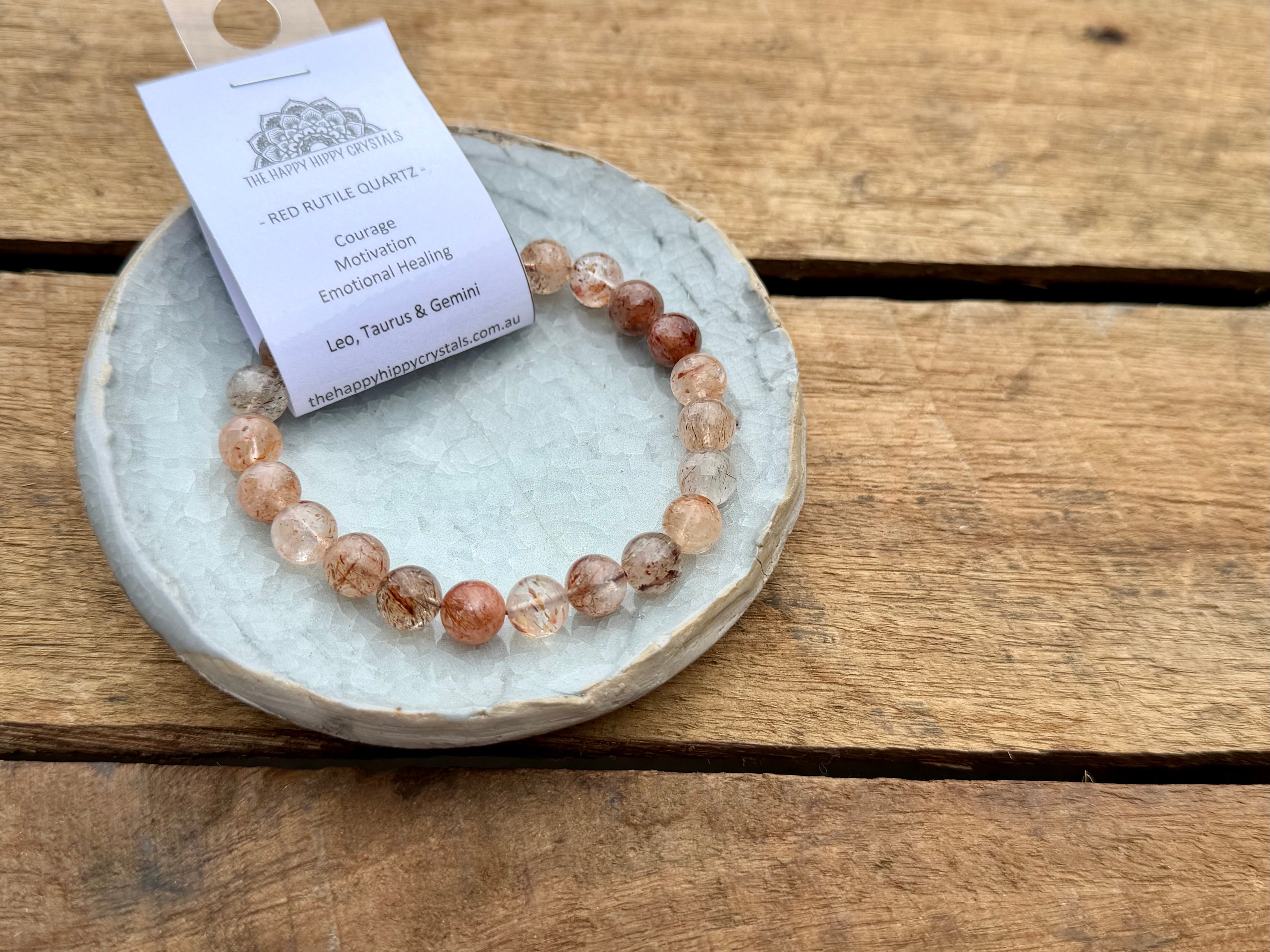Red Rutile Quartz Tumbled Bracelet