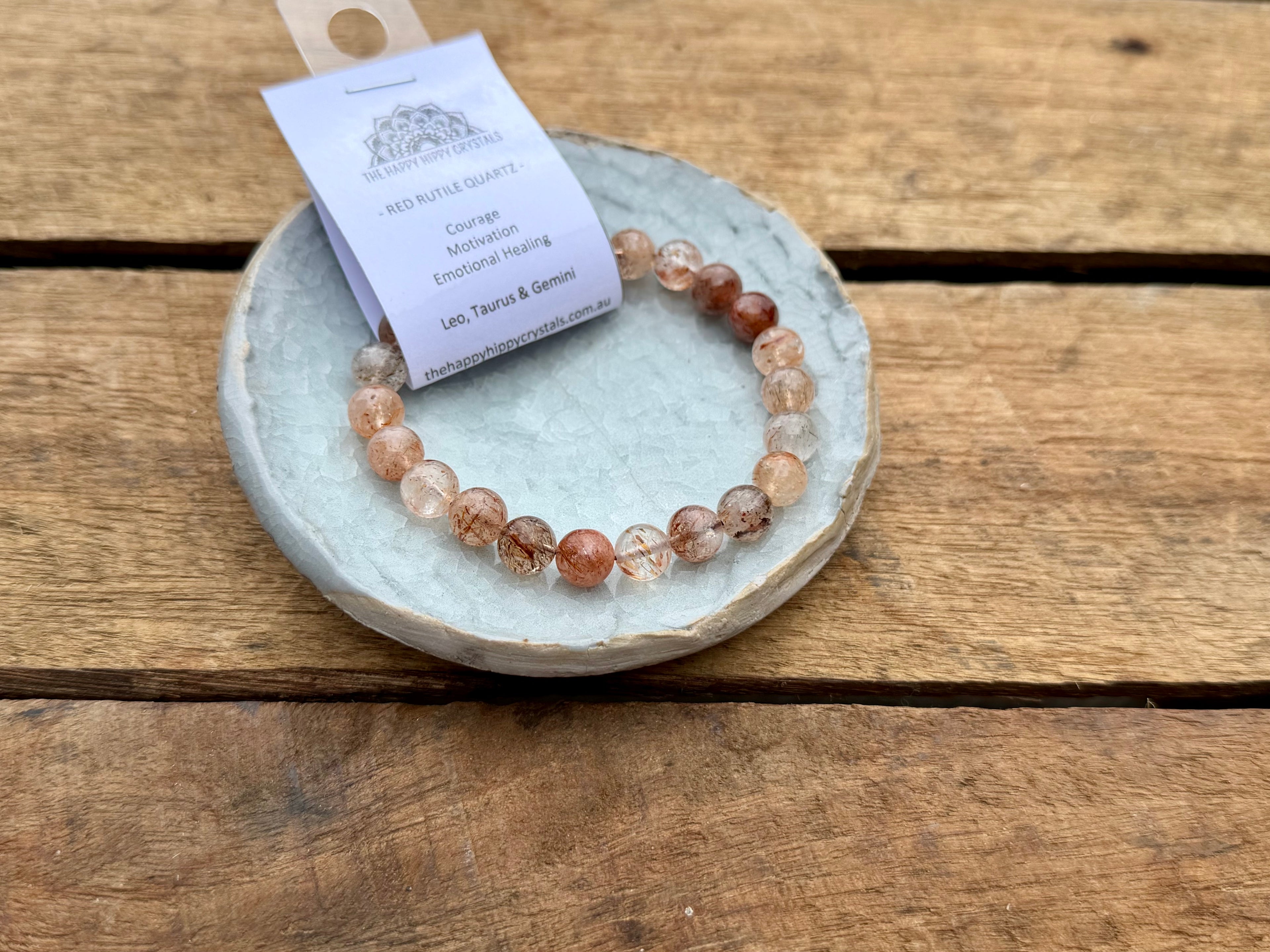 Red Rutile Quartz Tumbled Bracelet