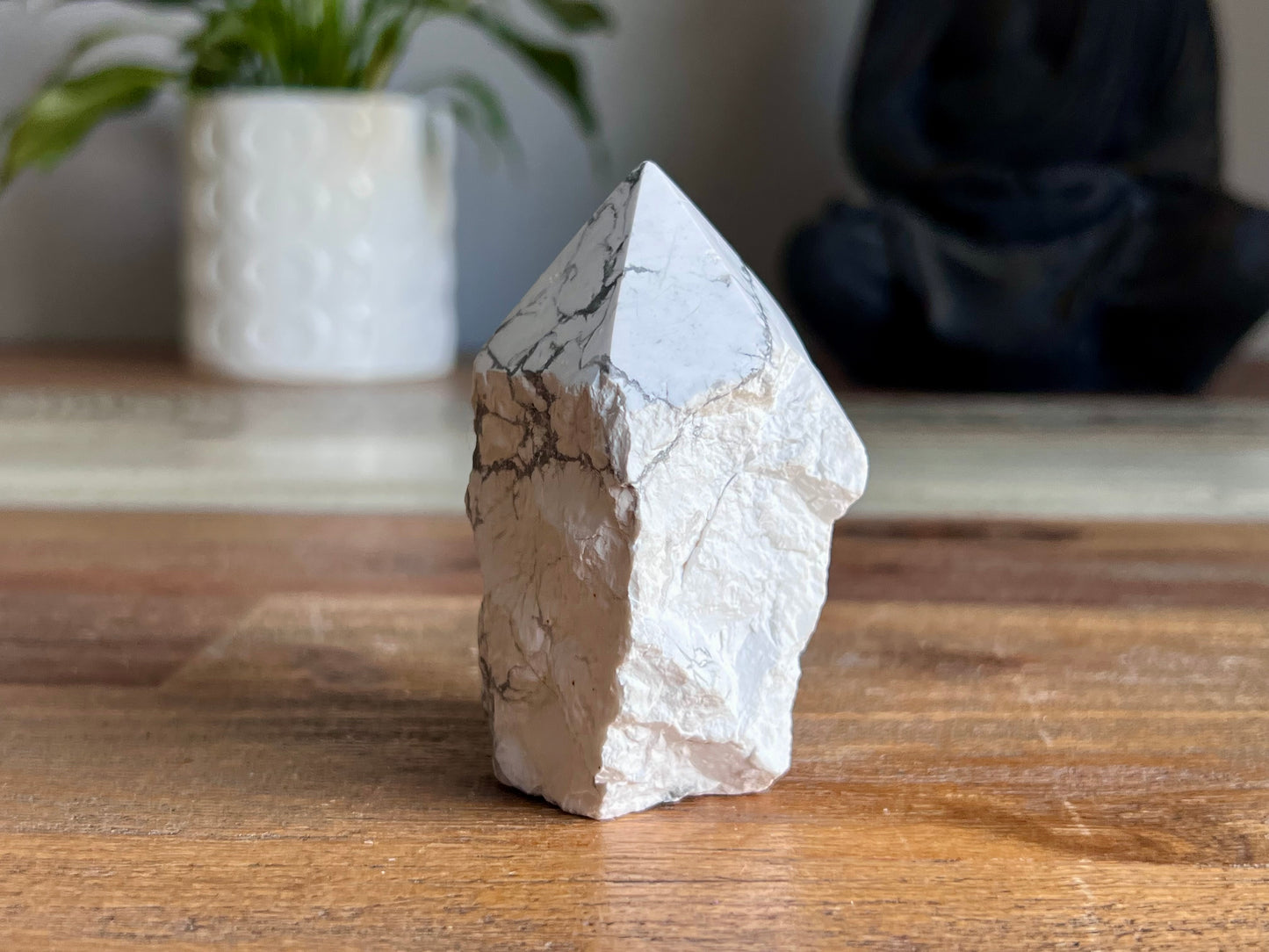 White Howlite Rough/ Polished Point