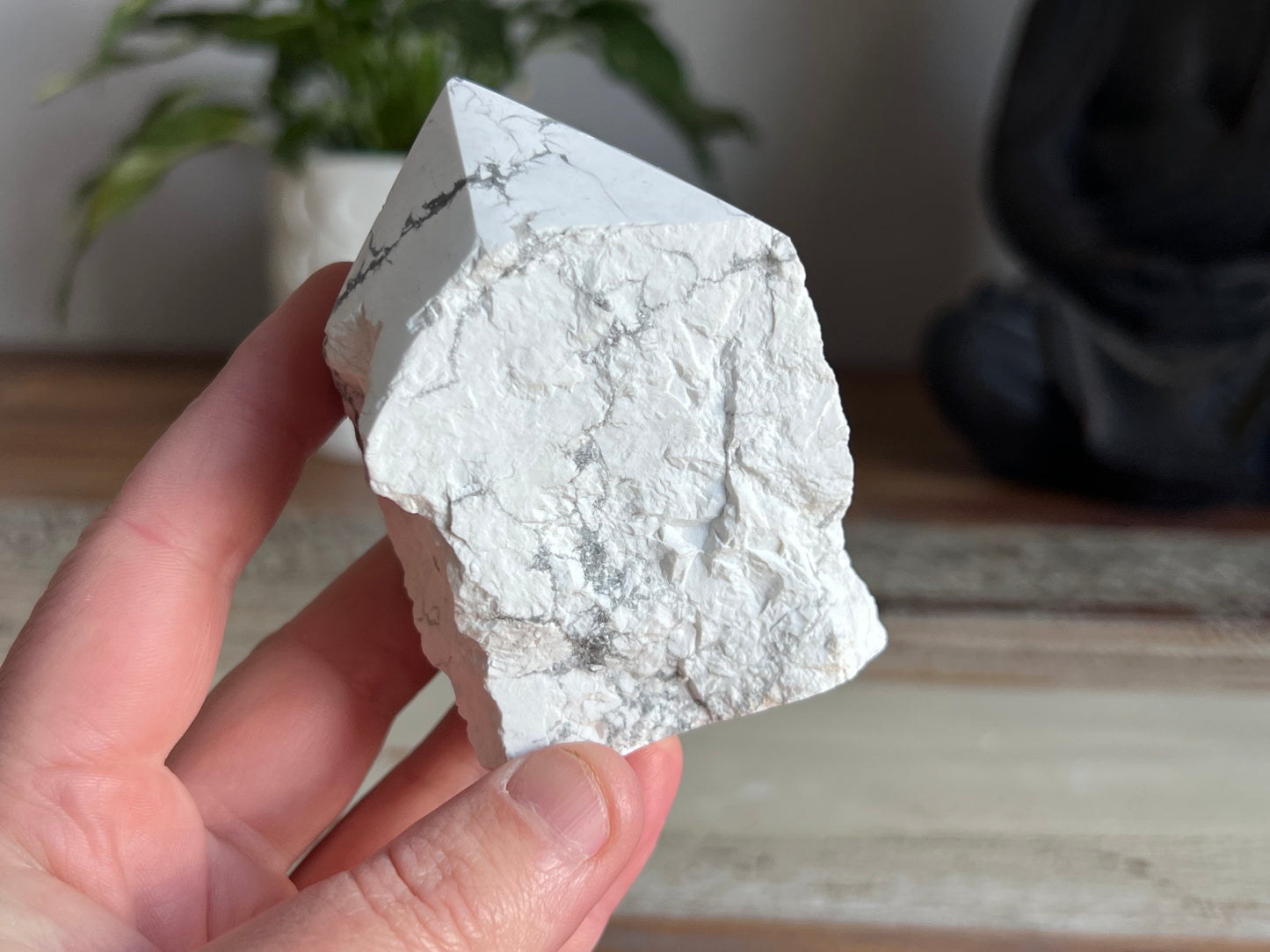 White Howlite Rough/ Polished Point