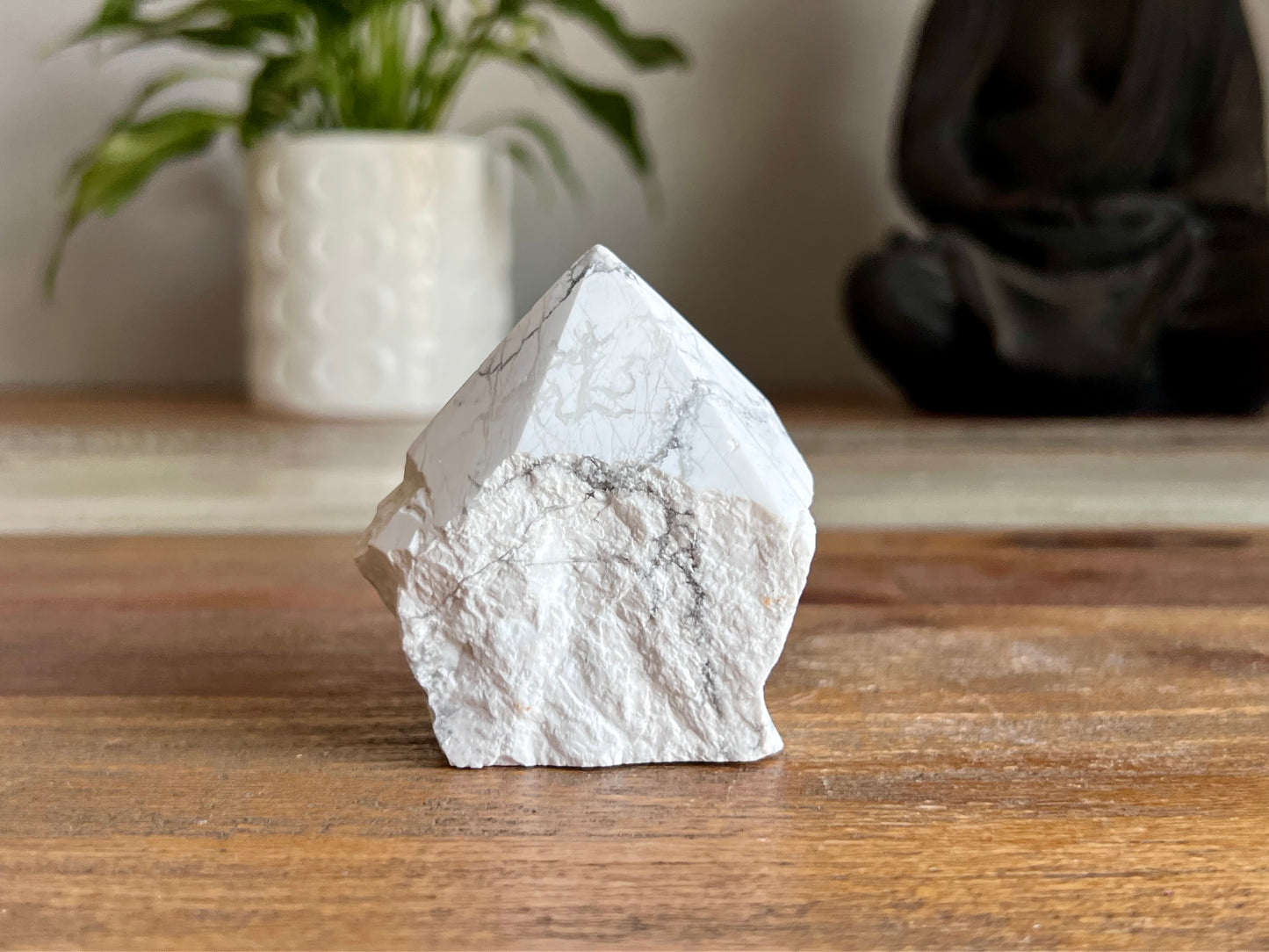 White Howlite Rough/ Polished Point