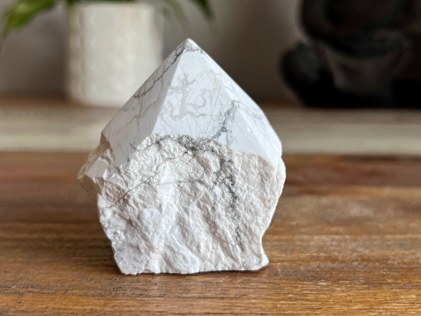White Howlite Rough/ Polished Point