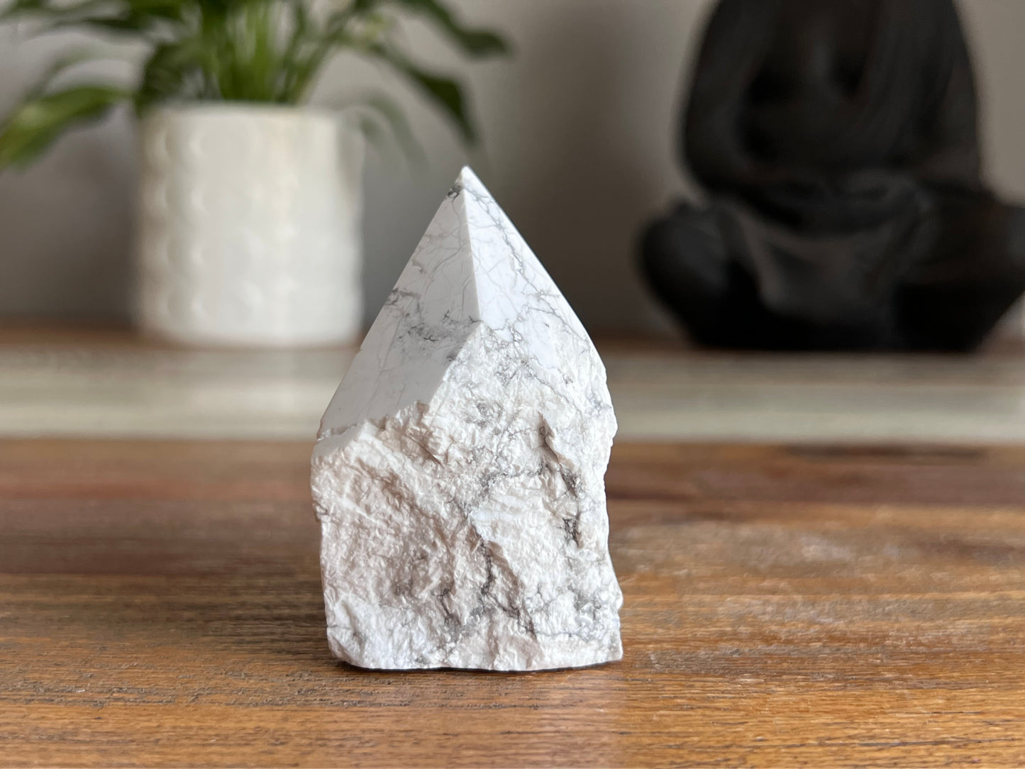 White Howlite Rough/ Polished Point