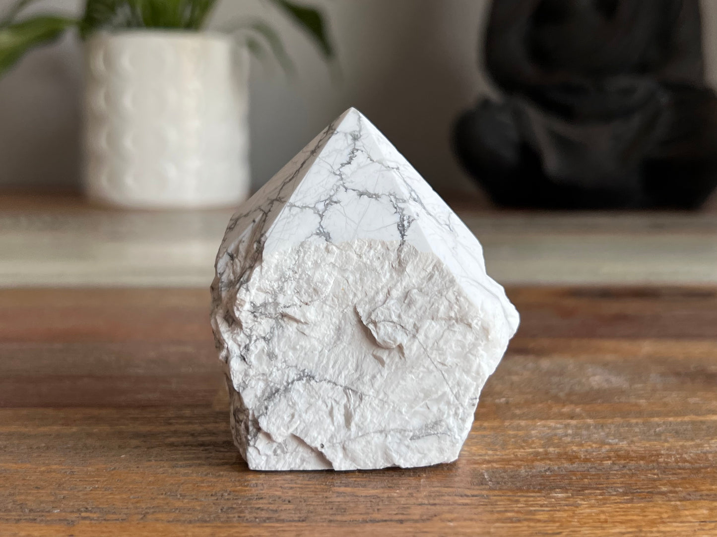 White Howlite Rough/ Polished Point