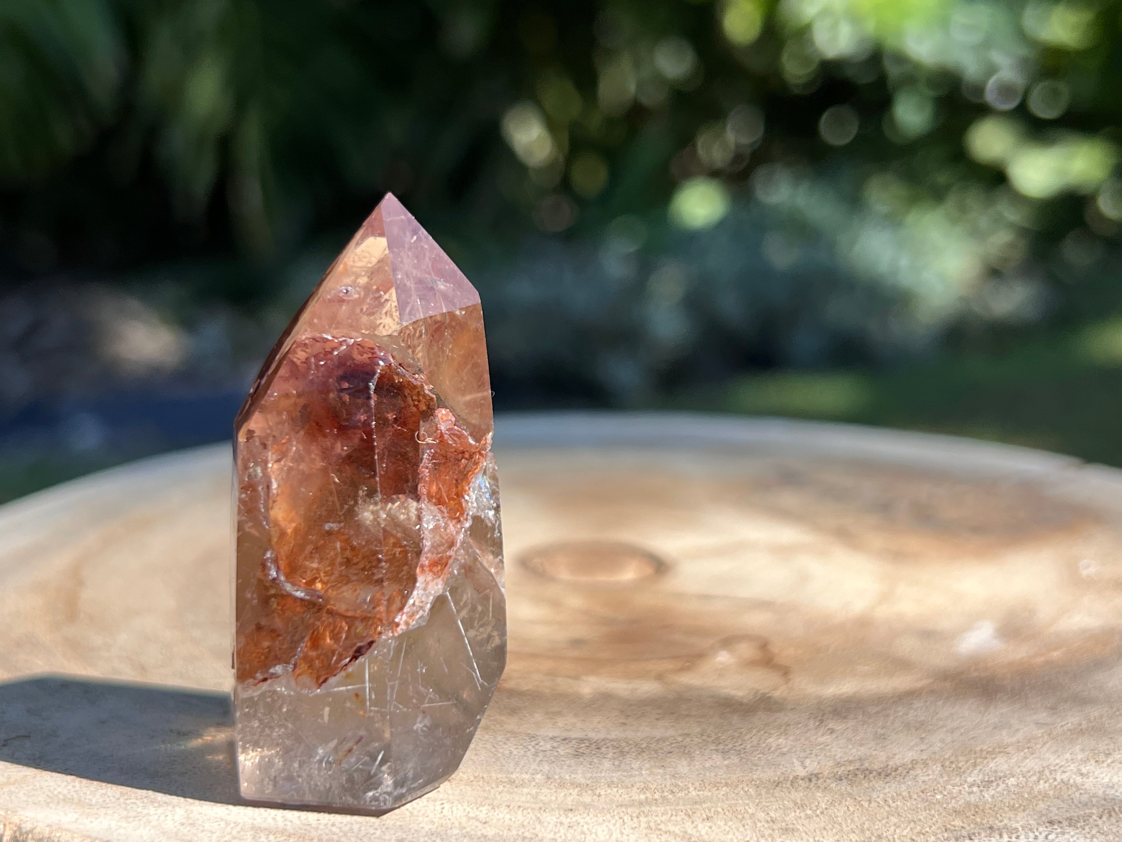This is the side view of the clear quartz point 