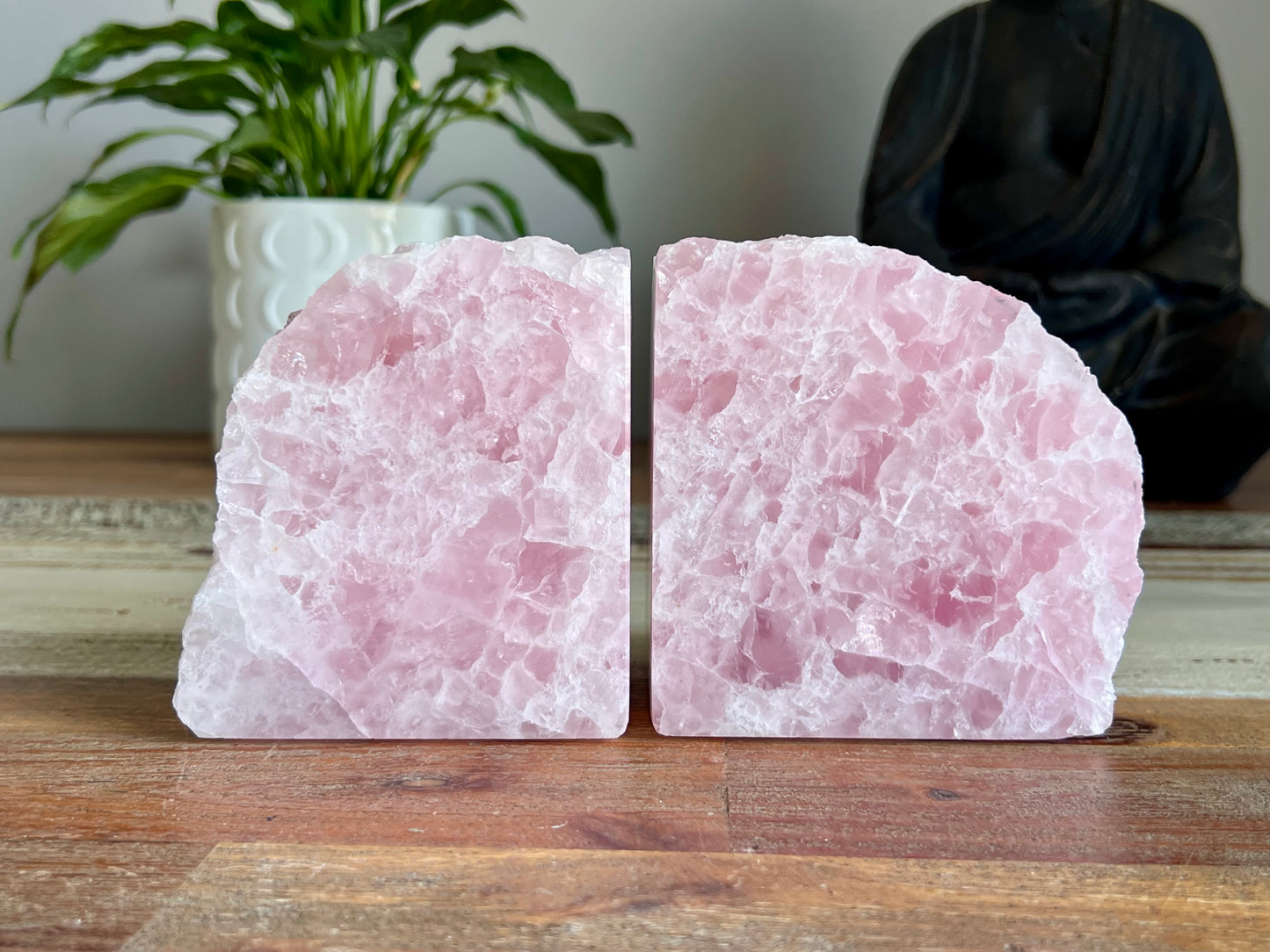 Rose Quartz Bookend Pair