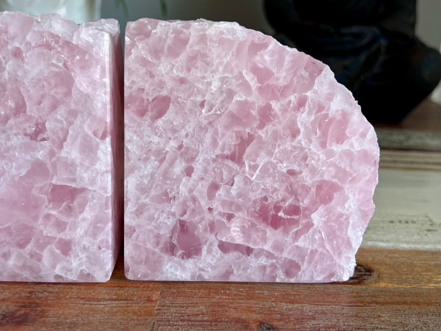 Rose Quartz Bookend Pair