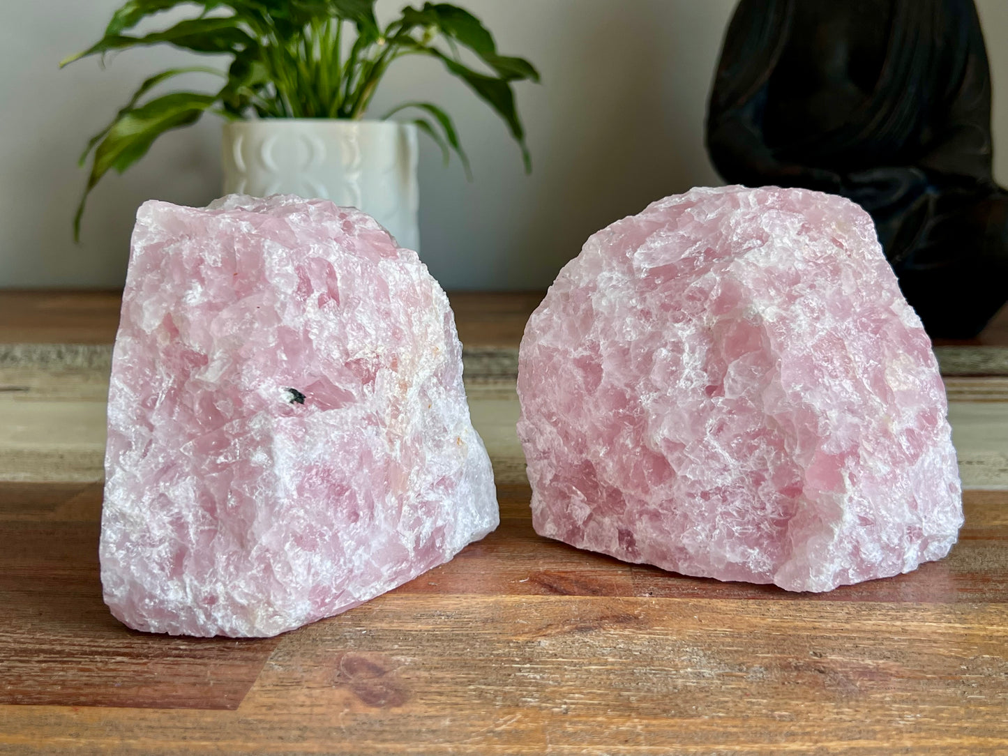 Rose Quartz Bookend Pair