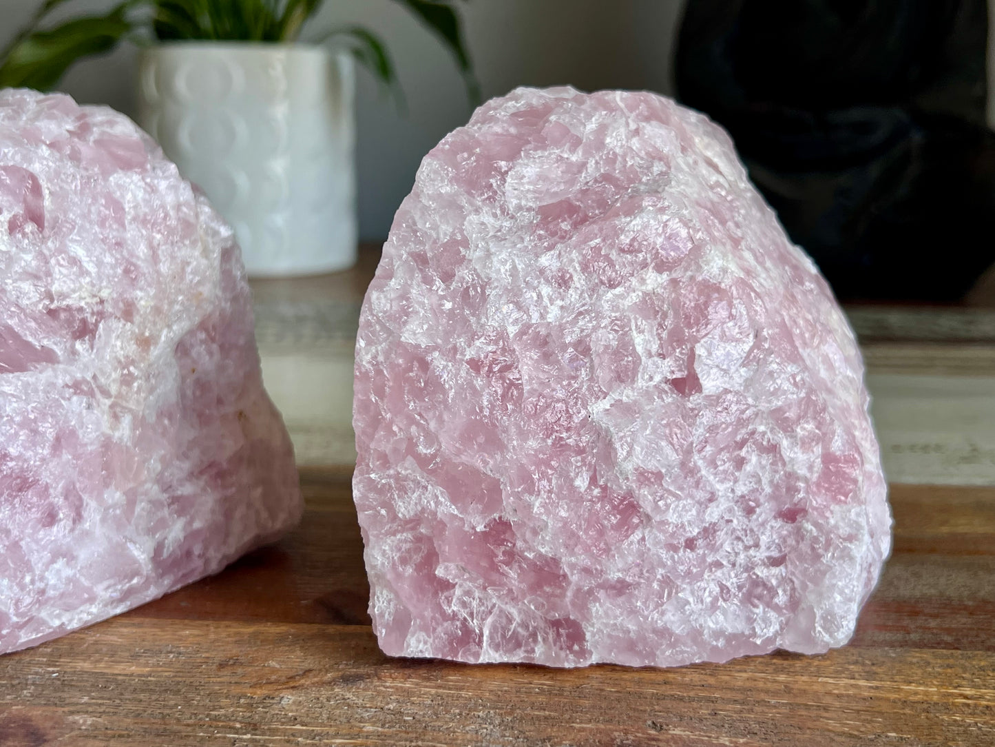 Rose Quartz Bookend Pair