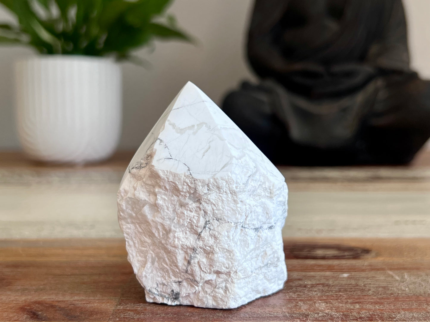 White Howlite Rough/ Polished Point